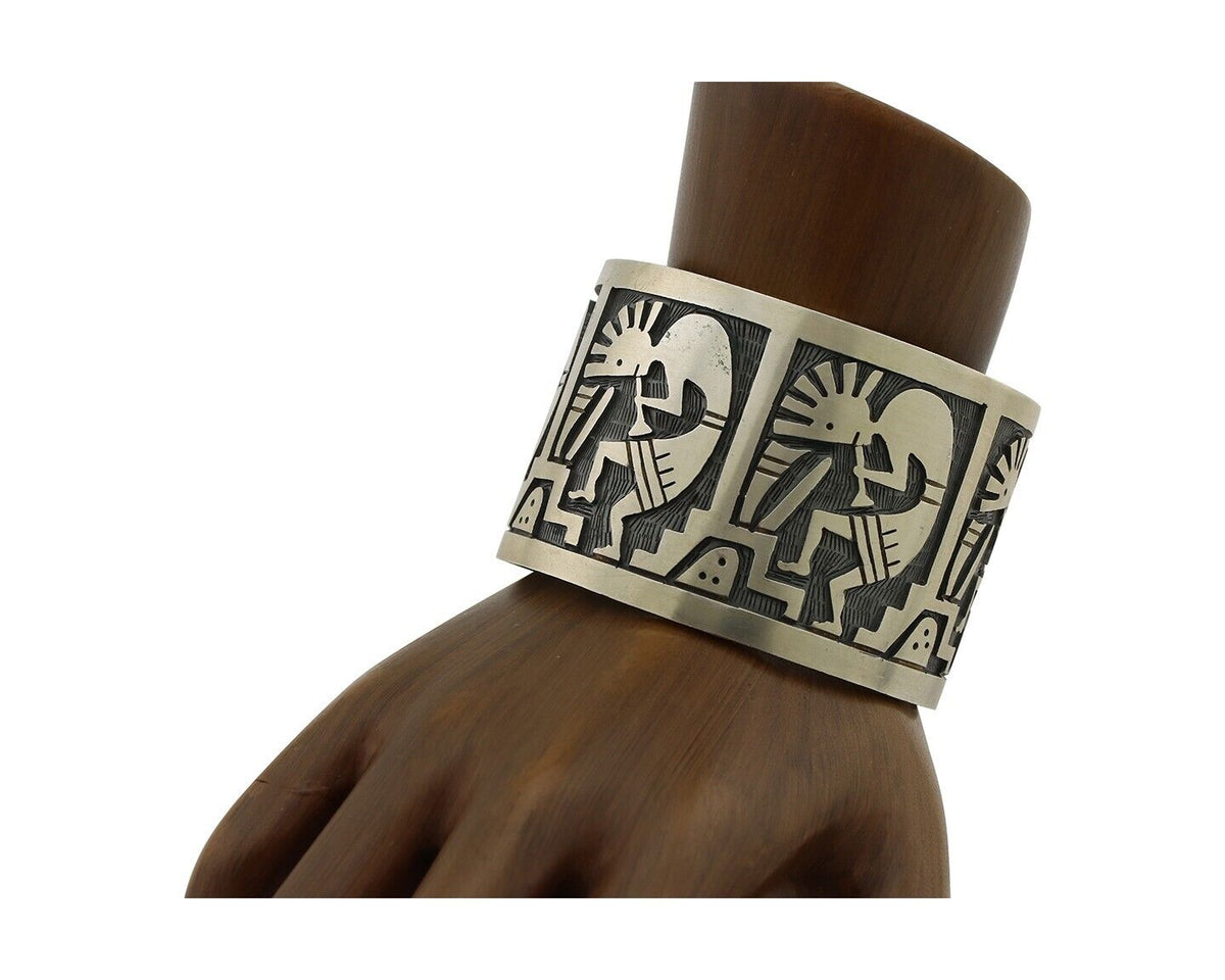Navajo Kokopelli Bracelet 925 Silver Native American Artist Handmade C.80's