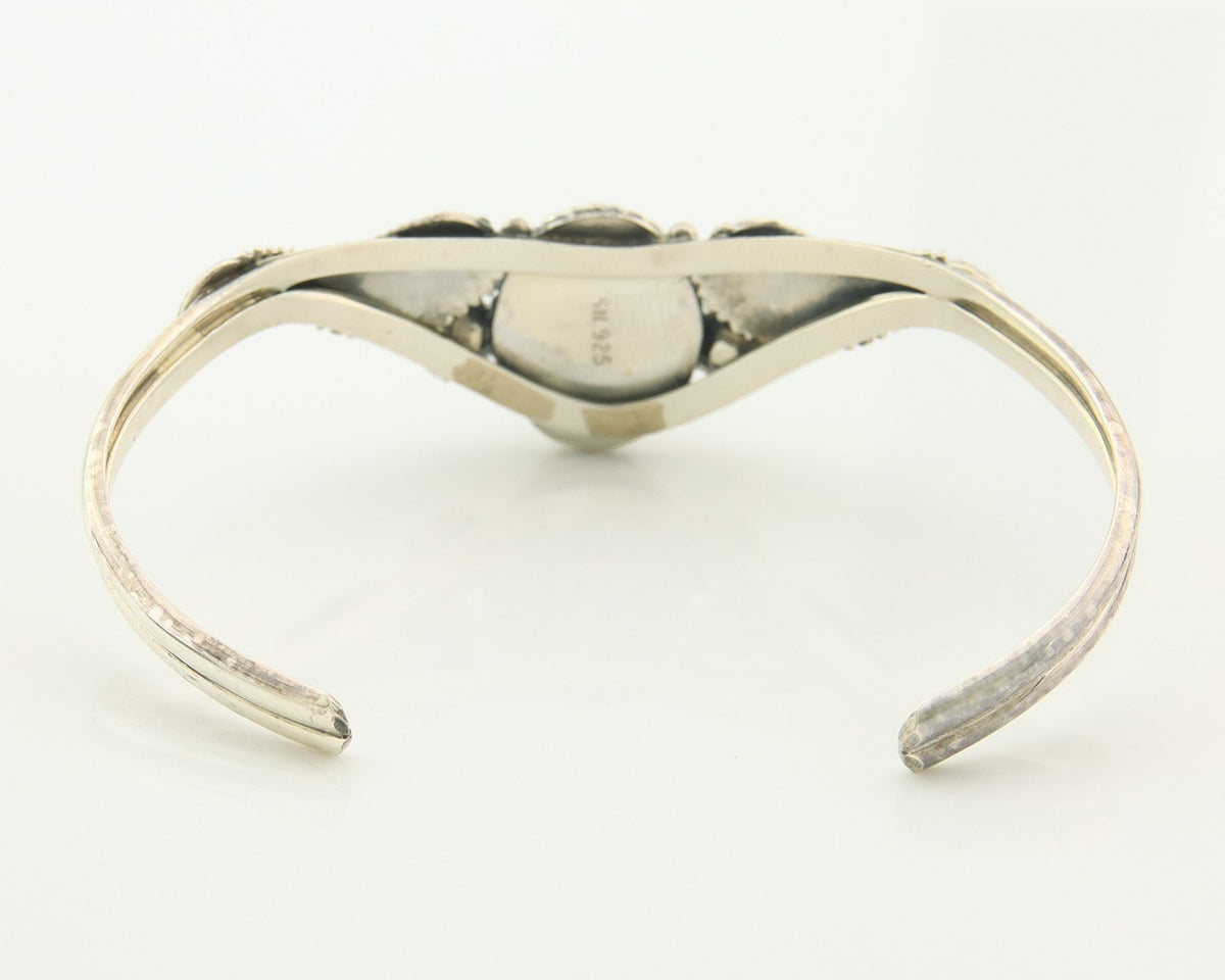 Navajo Cuff Bracelet Sterling Silver Natural Malachite Vintage Signed SN