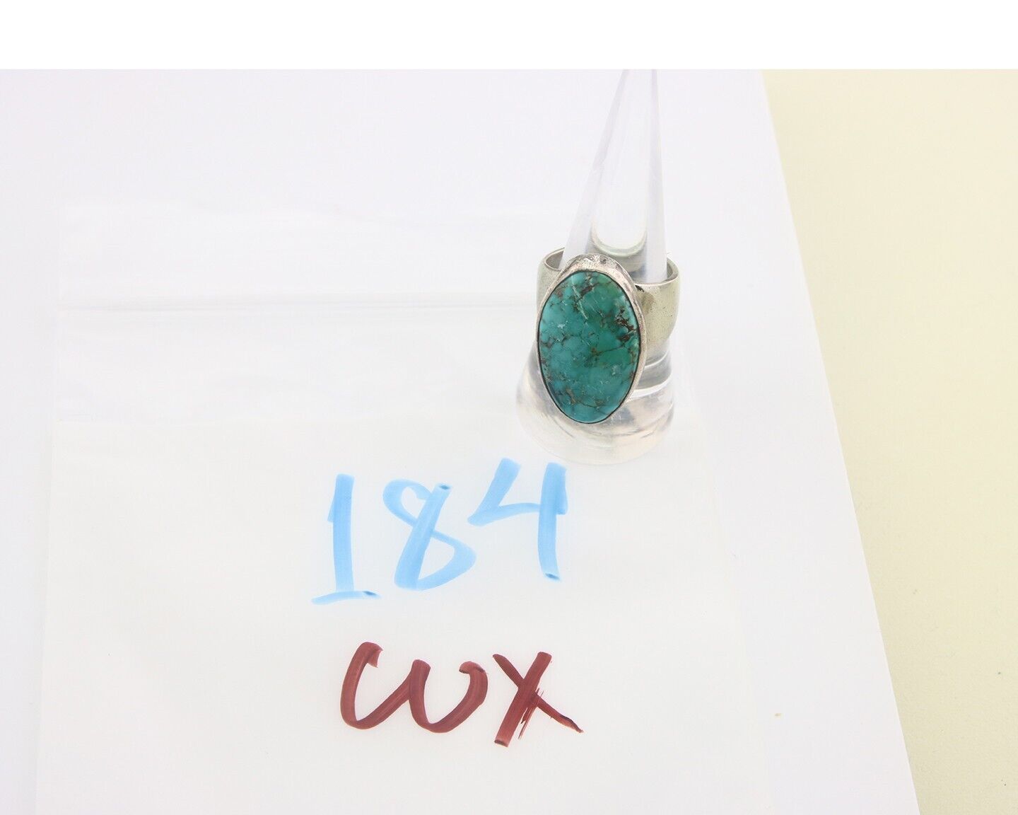Navajo Ring 925 Sterling Turquoise Handmade Signed M Montoya C.80's Sz 9.0