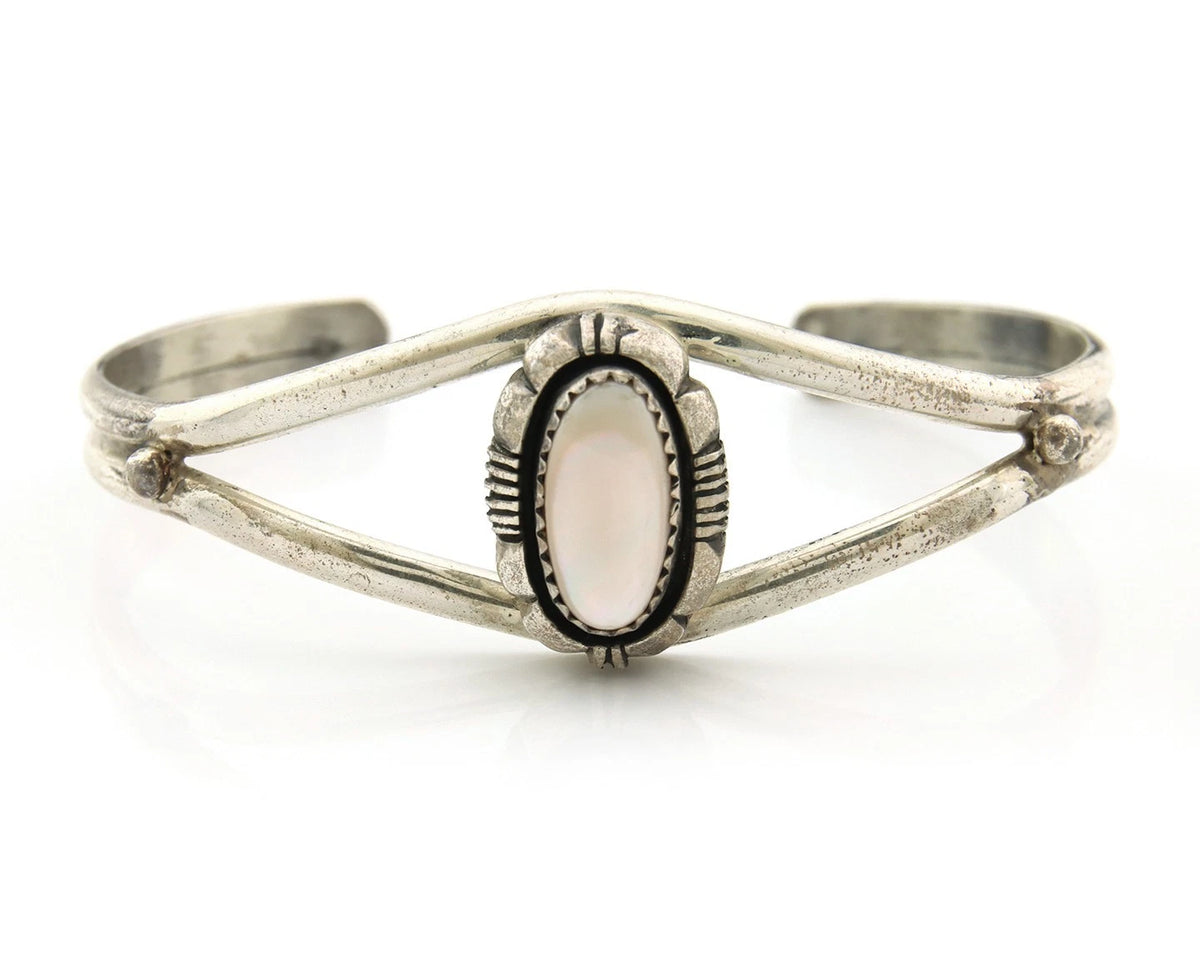 Navajo Cuff Bracelet Sterling Silver Authentic Pink Muscle Signed L Yazzie