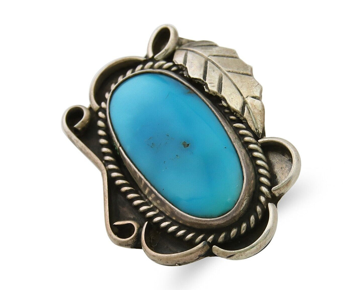 Navajo Ring 925 Sterling Blue Turquoise Native American Artist C.80's