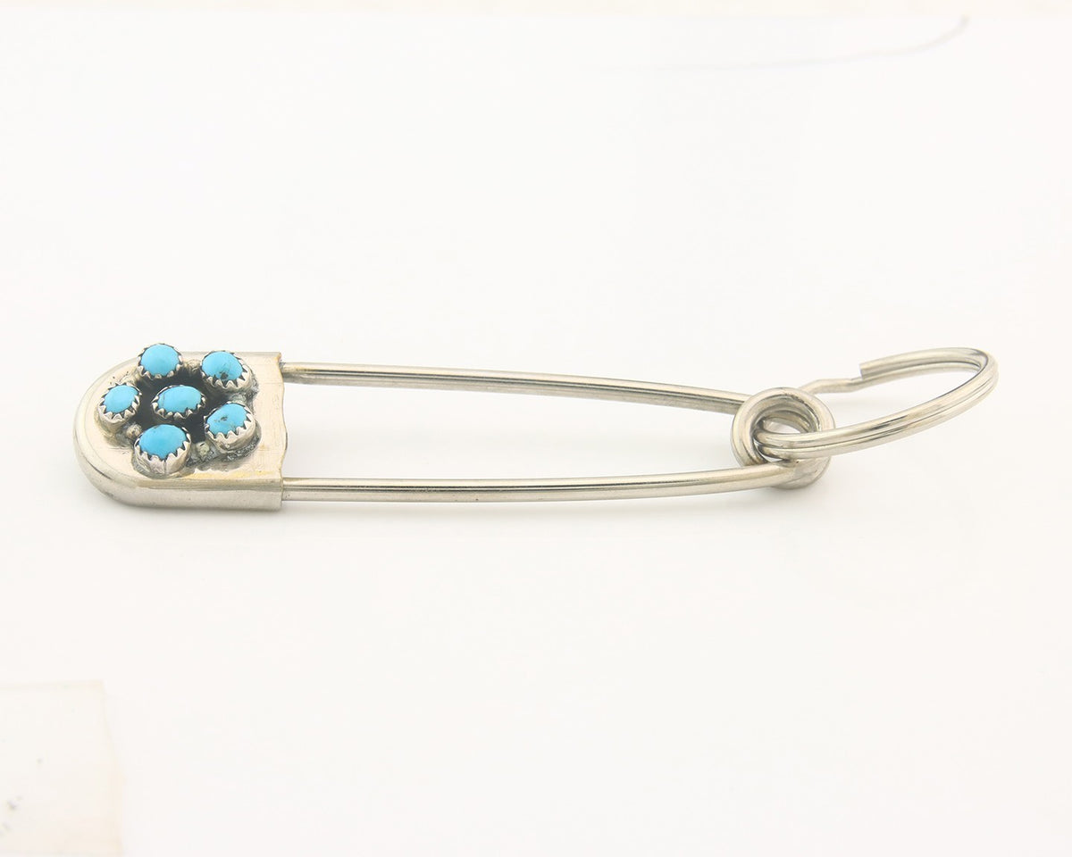 Navajo Key Chain .925 Silver Natural Turquoise Handmade Native American Artist