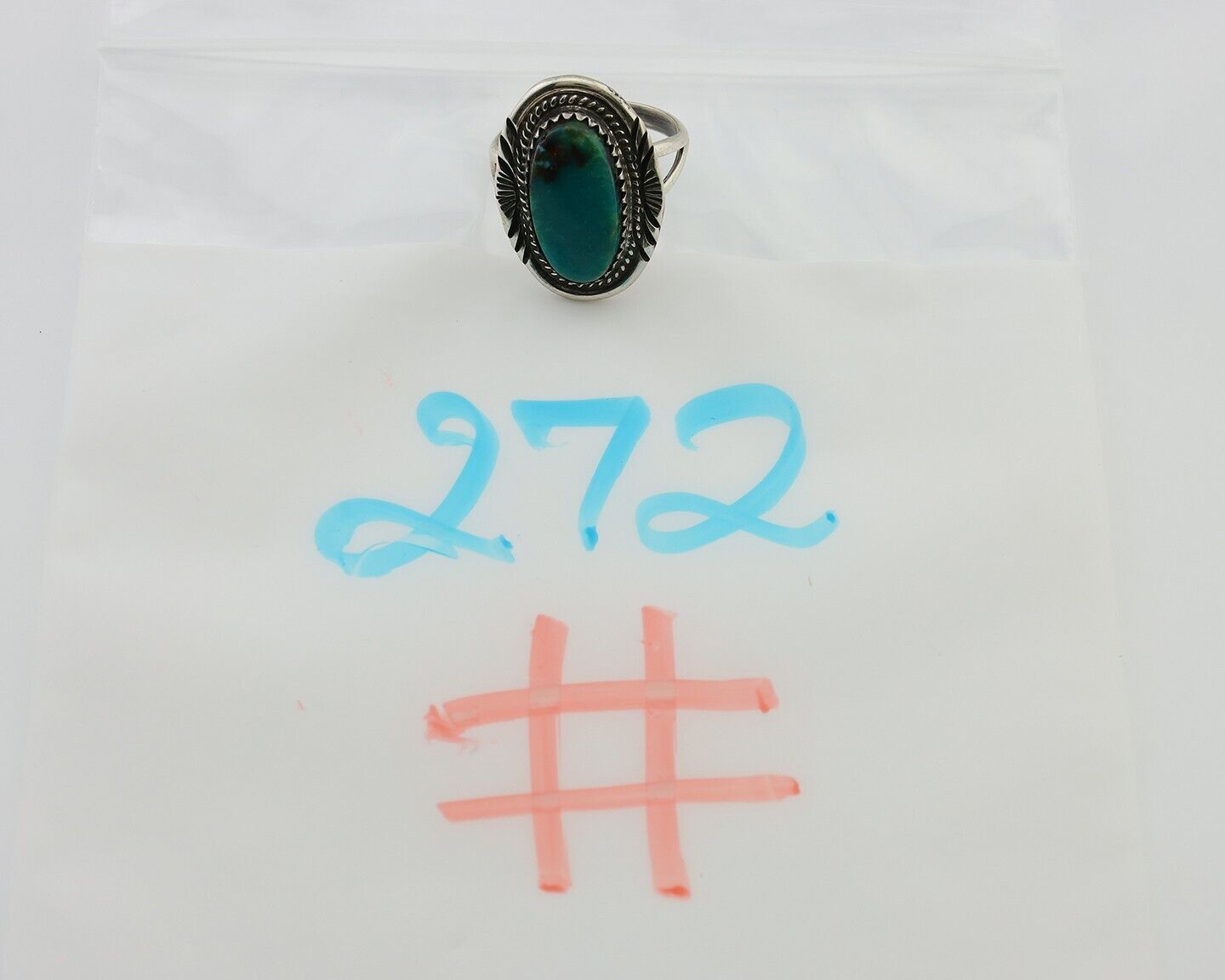 Navajo Ring 925 Silver Natural Blue Turquoise Artist Signed M BEGAY C.80's