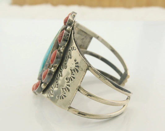 Navajo Cuff Bracelet Sterling Silver Natural Gemstone Vintage Handmade