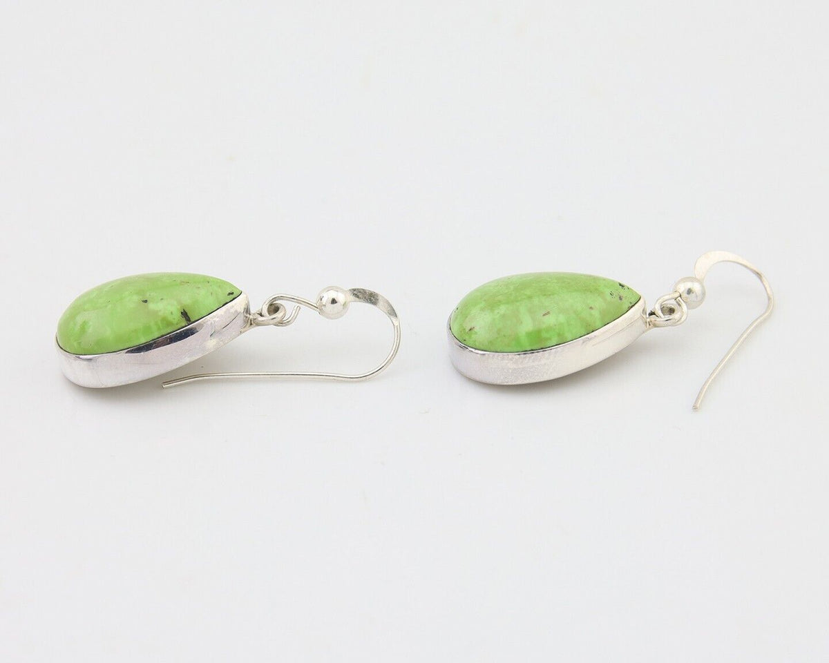 Navajo Dangle Earrings 925 Silver Natural Gaspeite Native Artist C.80's