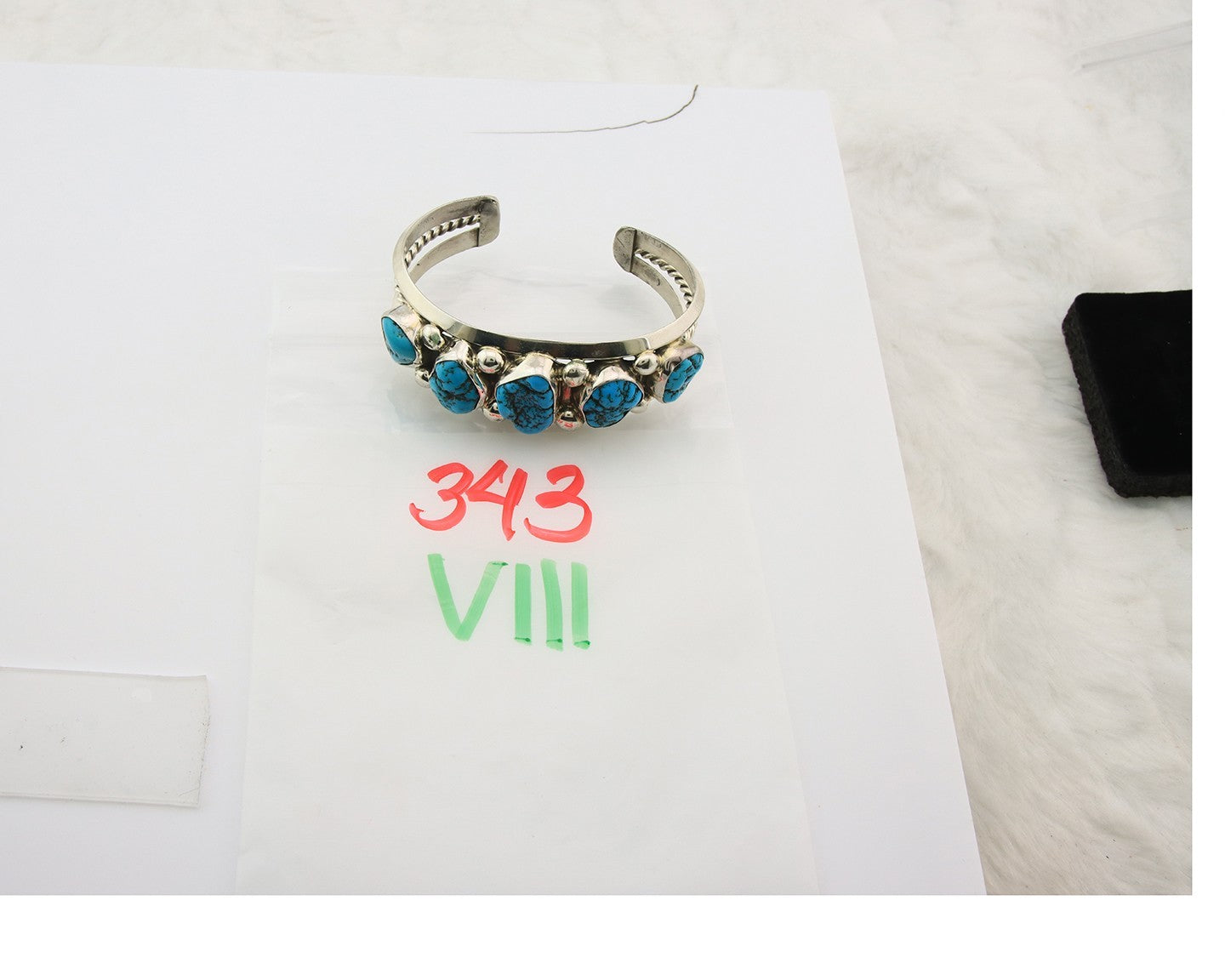 Men Navajo Bracelet Sterling Silver Handmade Nugget Turquoise Signed JR