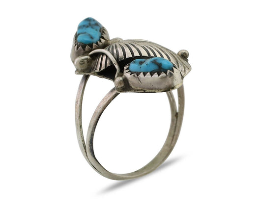 Navajo Handmade Ring 925 Silver Kingman Turquoise Native American Artist C.80's