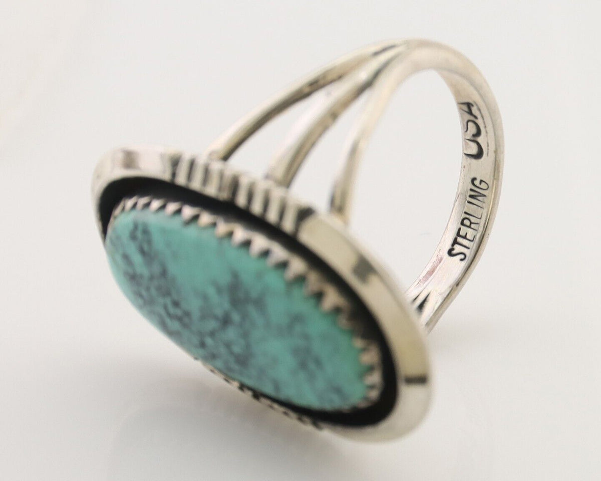 Navajo Ring 925 Silver Natural Blue Turquoise Native American Artist C.80's