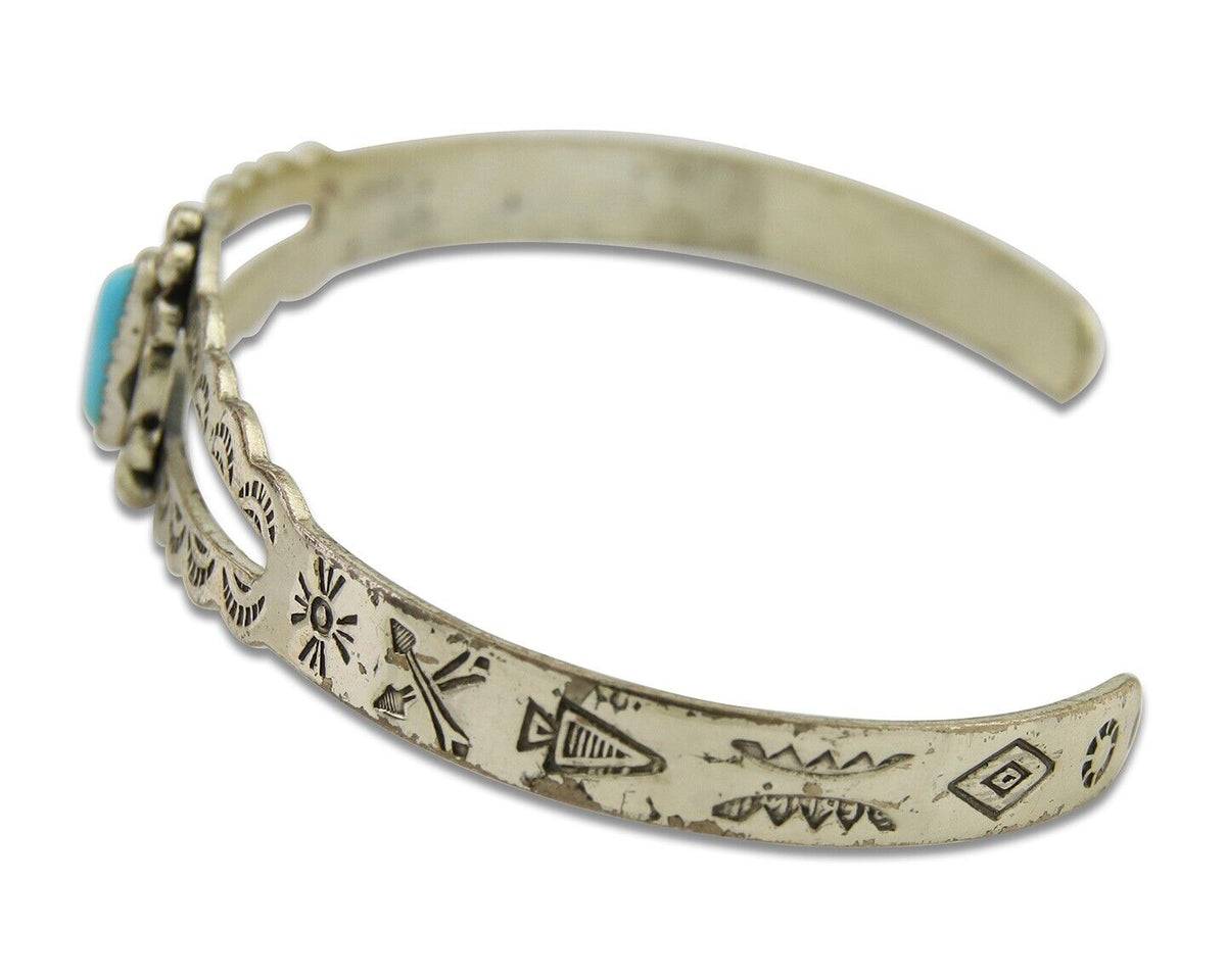 Navajo Cuff Bracelet 925 Silver Turquoise Cuff Native American Artist C.80's