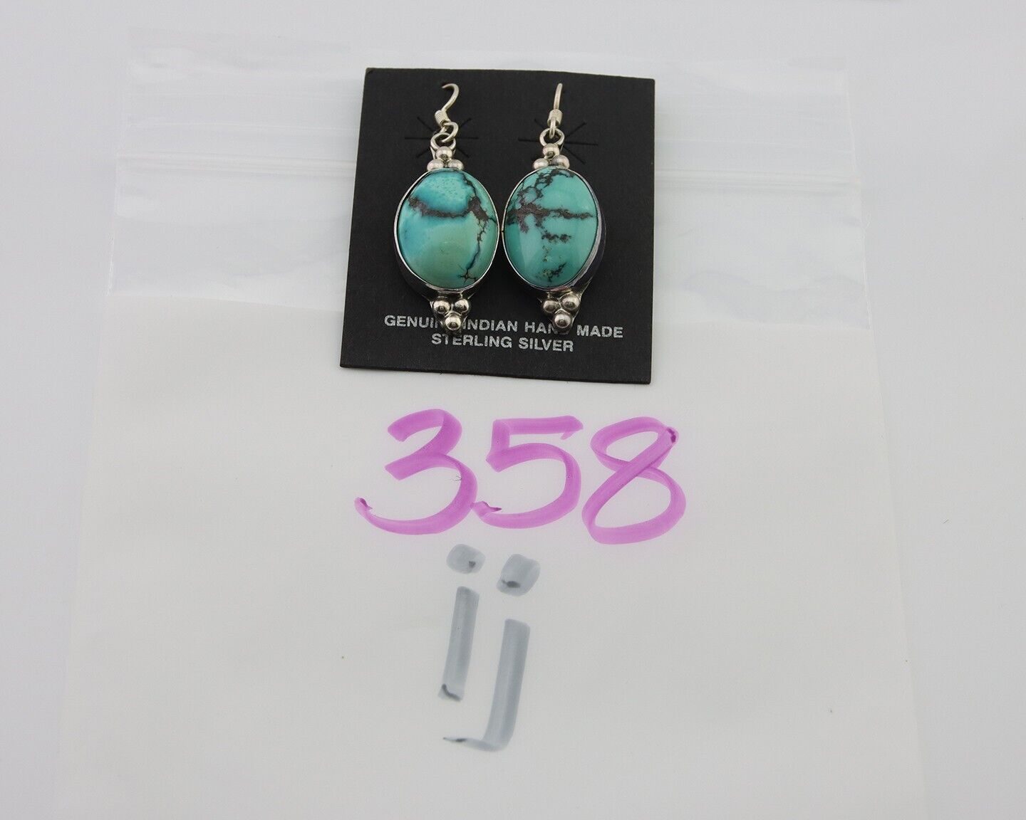 Navajo Dangle Earrings 925 Natural Turquoise Native Inca Mfg C.80's