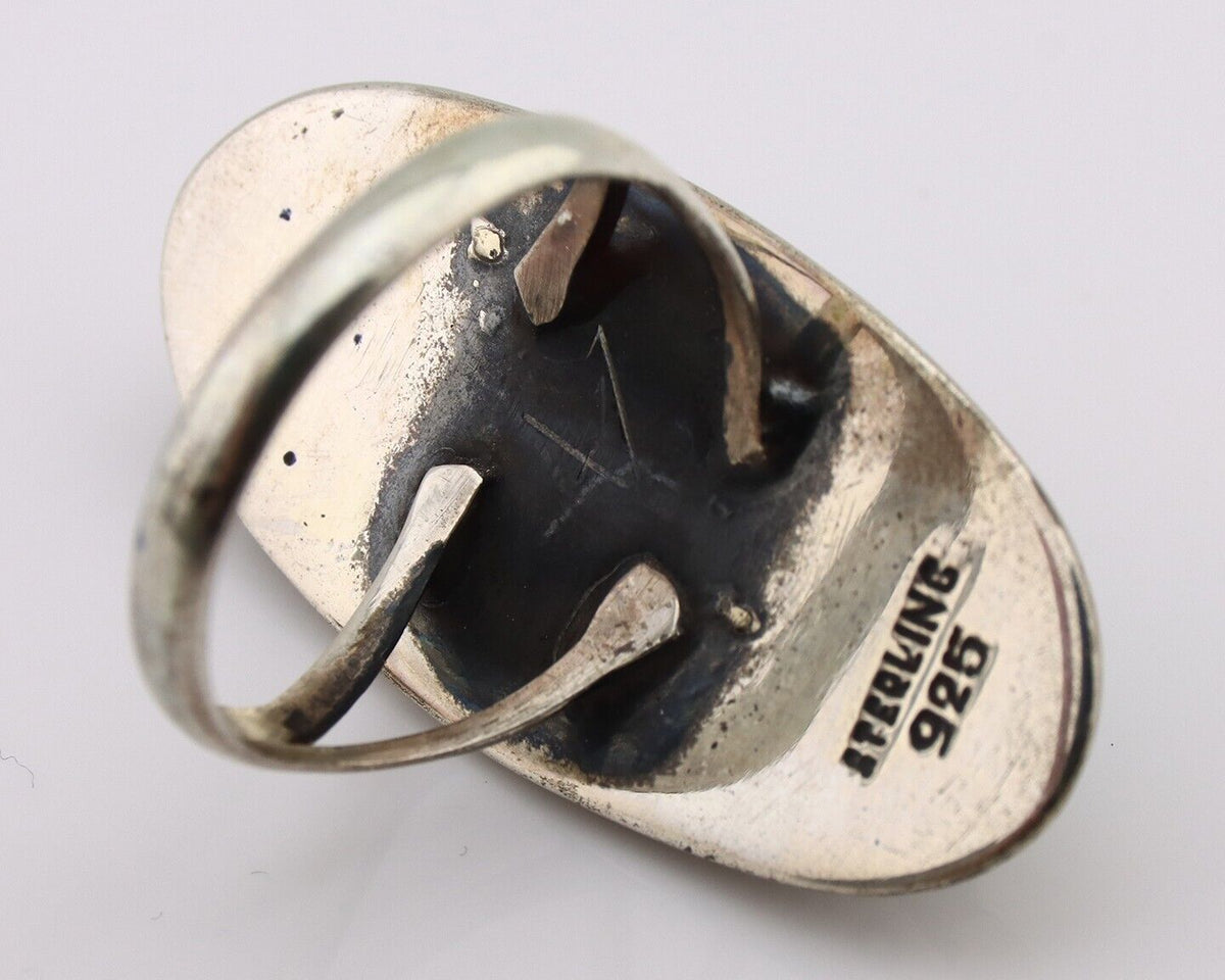 Navajo Ring 925 Silver Natural Kingman Turquoise Native American Artist C.80's