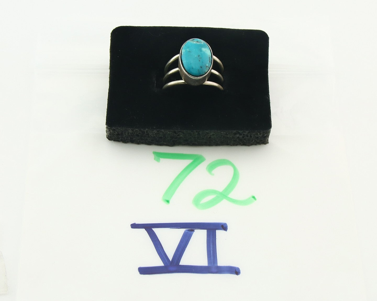 Vintage Navajo Ring Sterling Natural Gemstone Native Artist Size 6.5