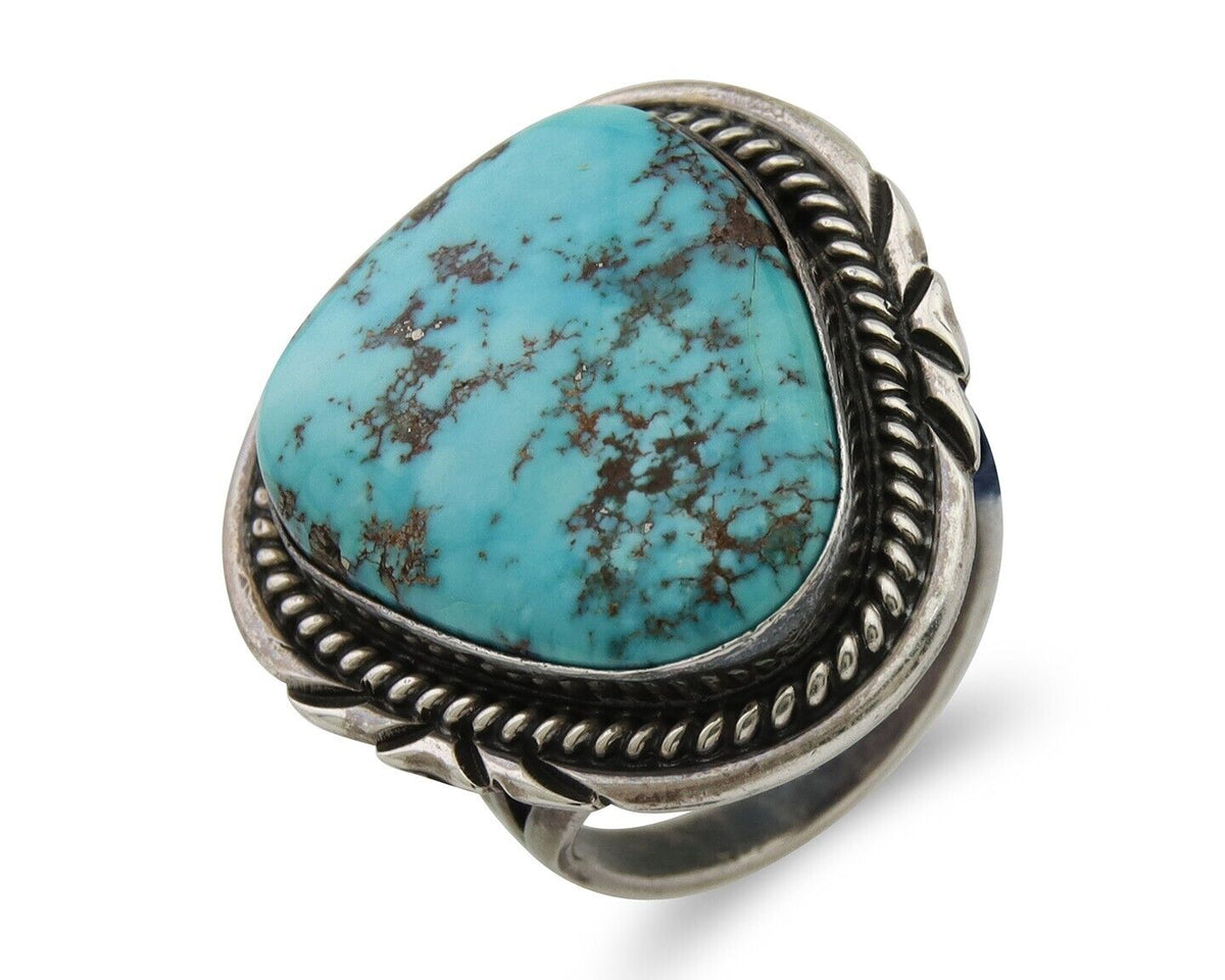 Navajo Ring 925 Silver Blue Turquoise Native American Artist C.80's
