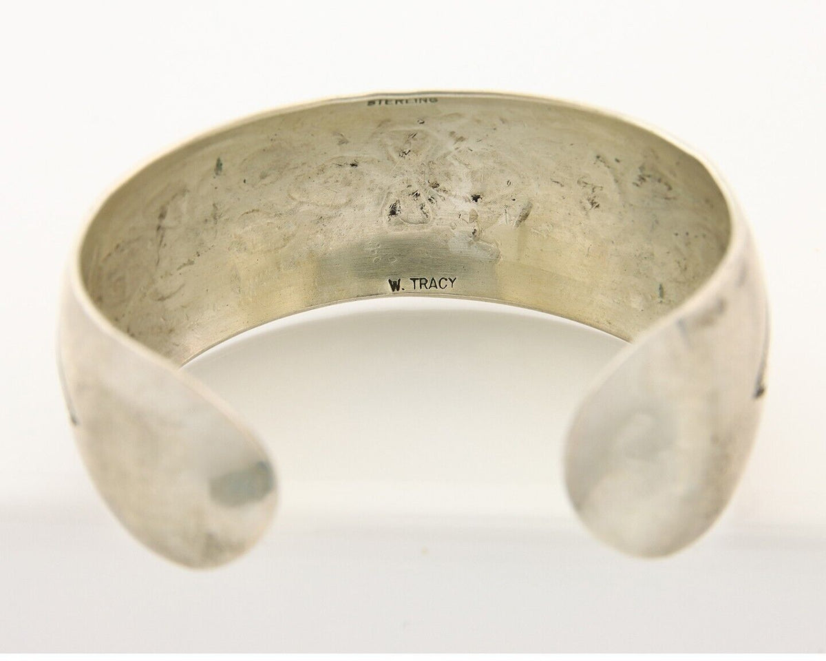 Navajo Bracelet 925 Silver Handmade Artist Signed Wilbur Tracy C.80's