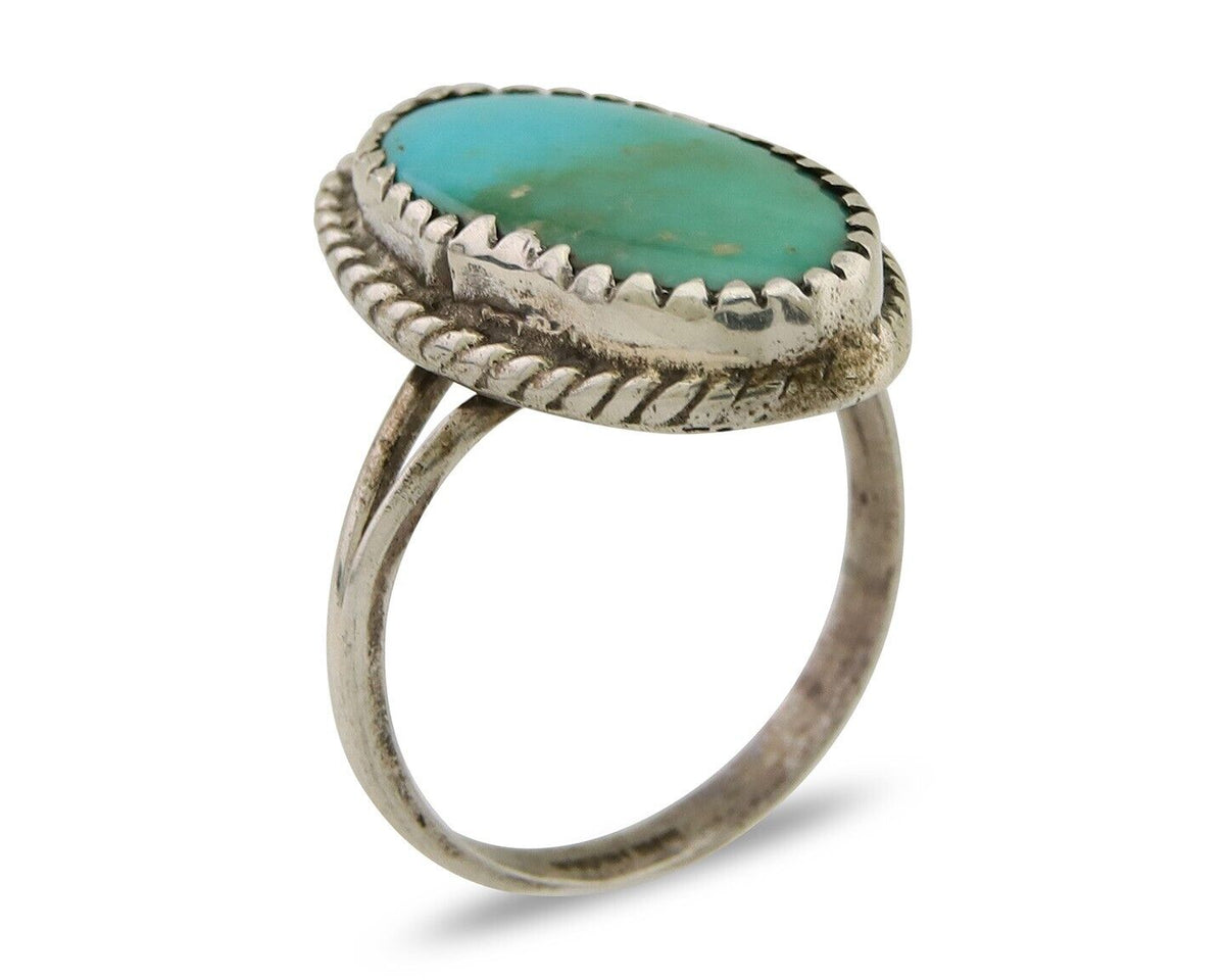 Navajo Ring 925 Sterling Silver Natural Turquoise Native American Artist C.80's