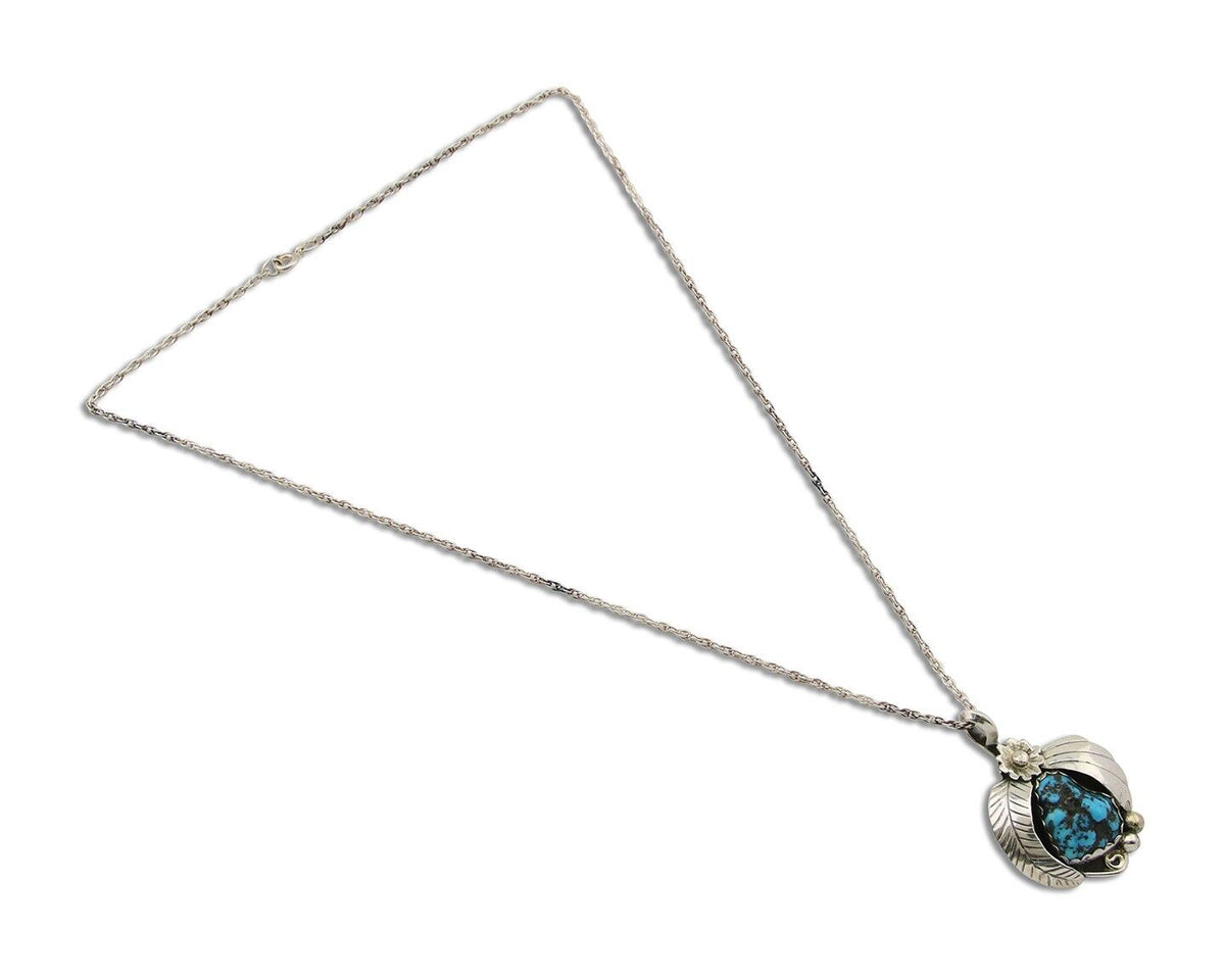 Navajo Necklace 925 Silver Natural Turquoise Native American Artist C.80's
