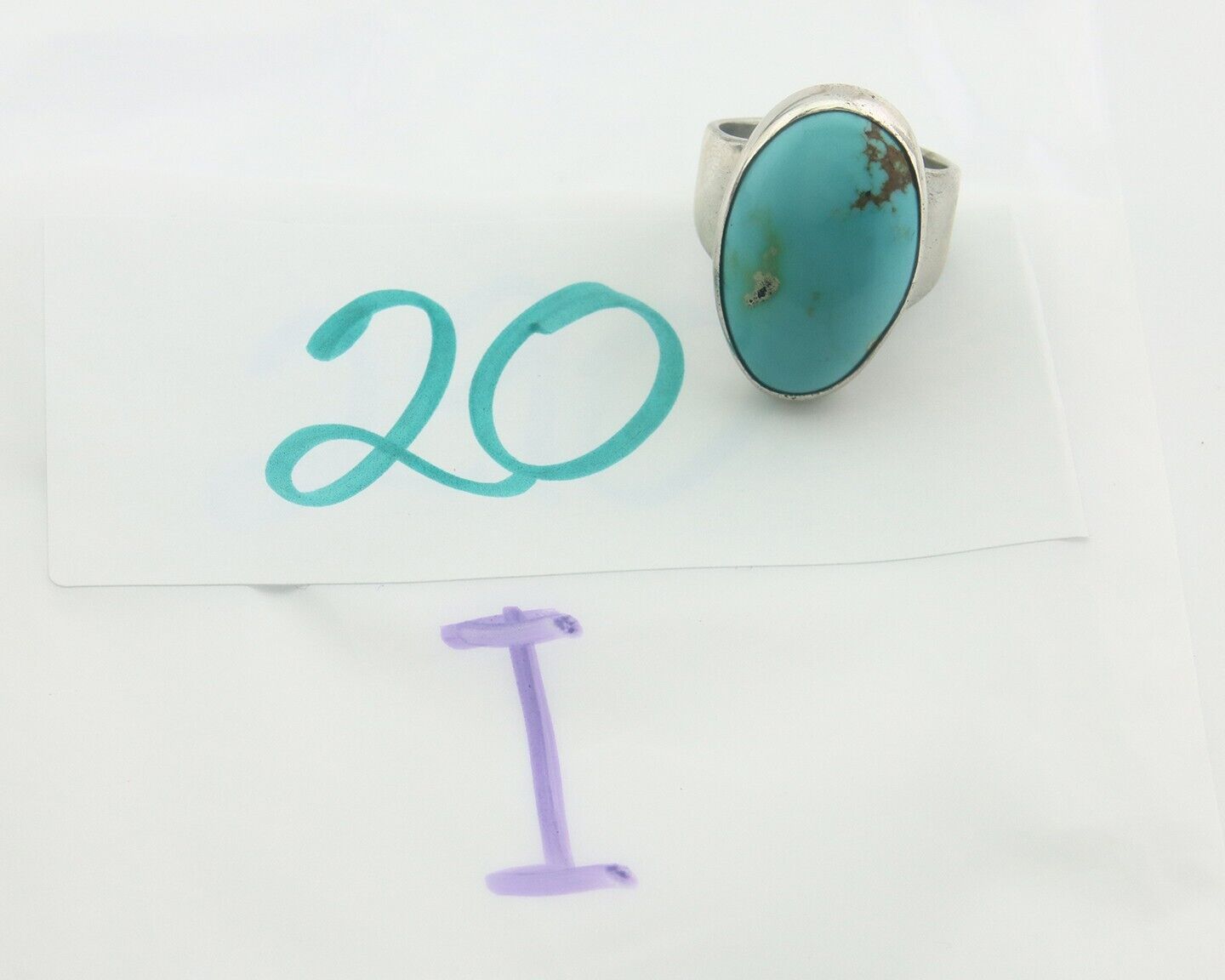 Navajo Ring 925 Sterling Turquoise Handmade Signed M Montoya C.80's Size 8.0