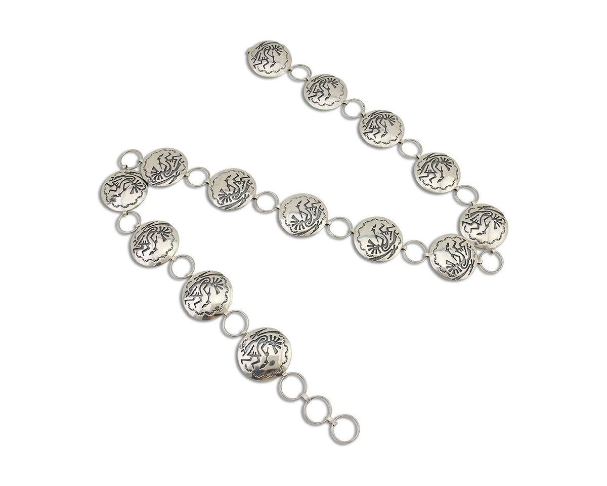 Navajo Kokopelli Concho Belt in Solid 925 Sterling Silver 35 inches
