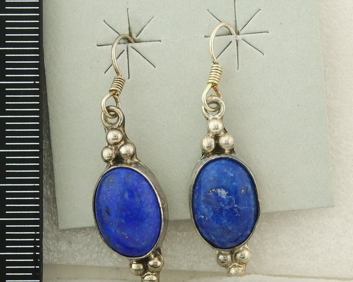 Navajo Earrings 925 Silver Natural Lapis Native American Artist C.80's