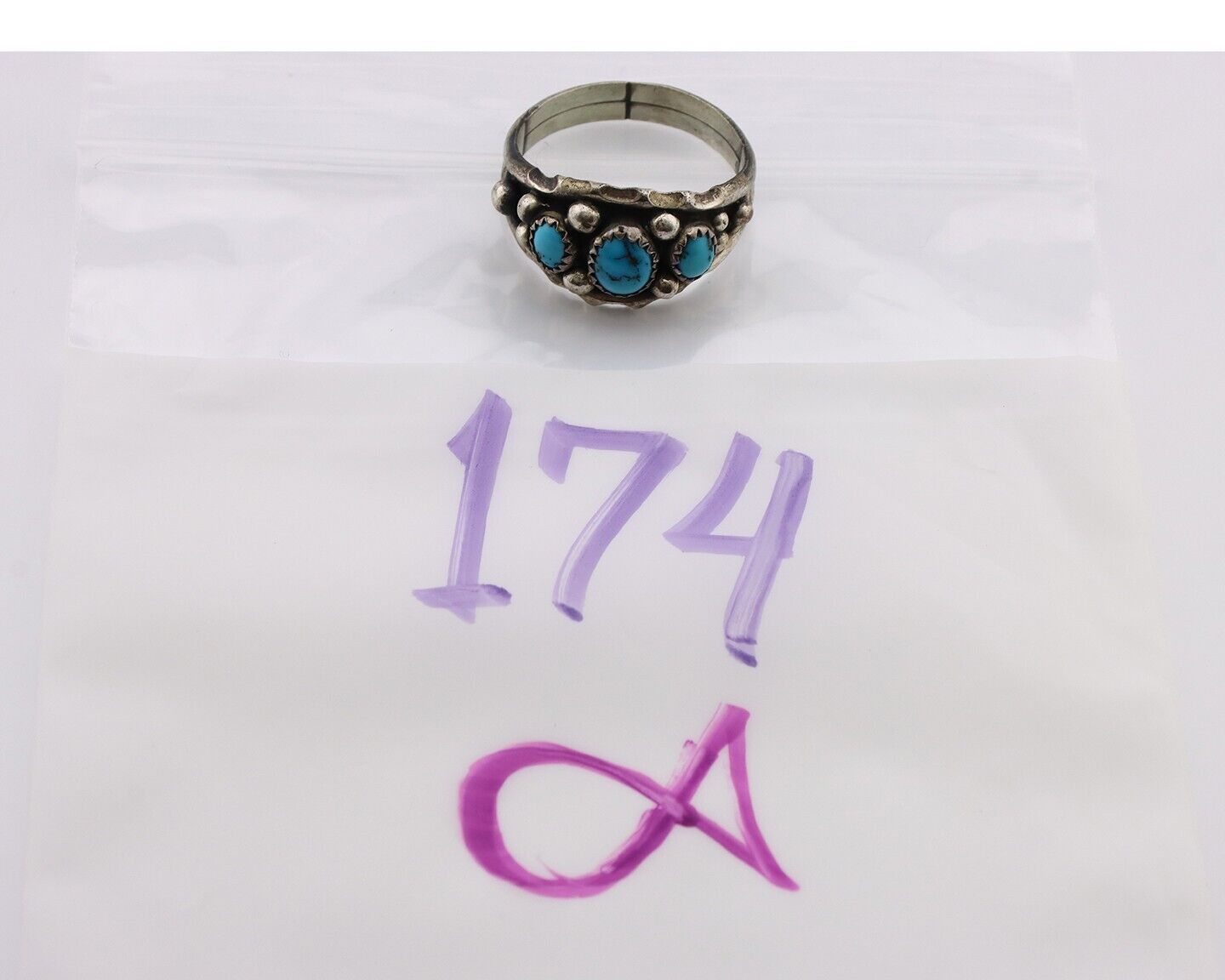Navajo Ring 925 Silver Turquoise Artist Signed E SkyStone Creations C.80's