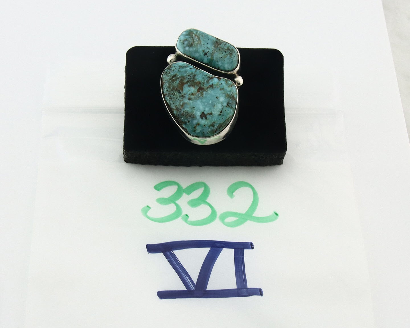 Vintage Navajo Ring 925 Sterling Silver Turquoise Signed David Zachary Size 8.0