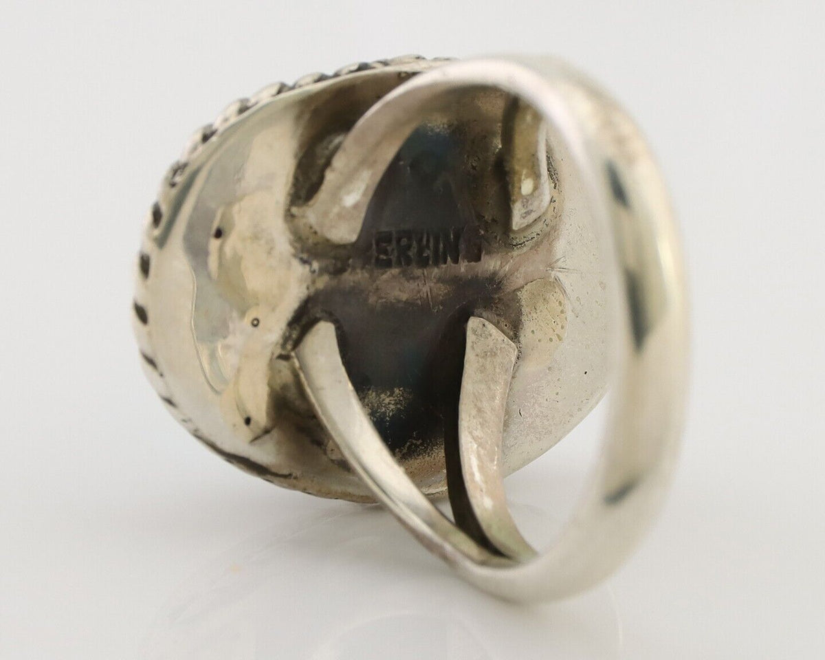 Navajo Ring 925 Silver Natural Blue Turquoise Native American Artist C.80's