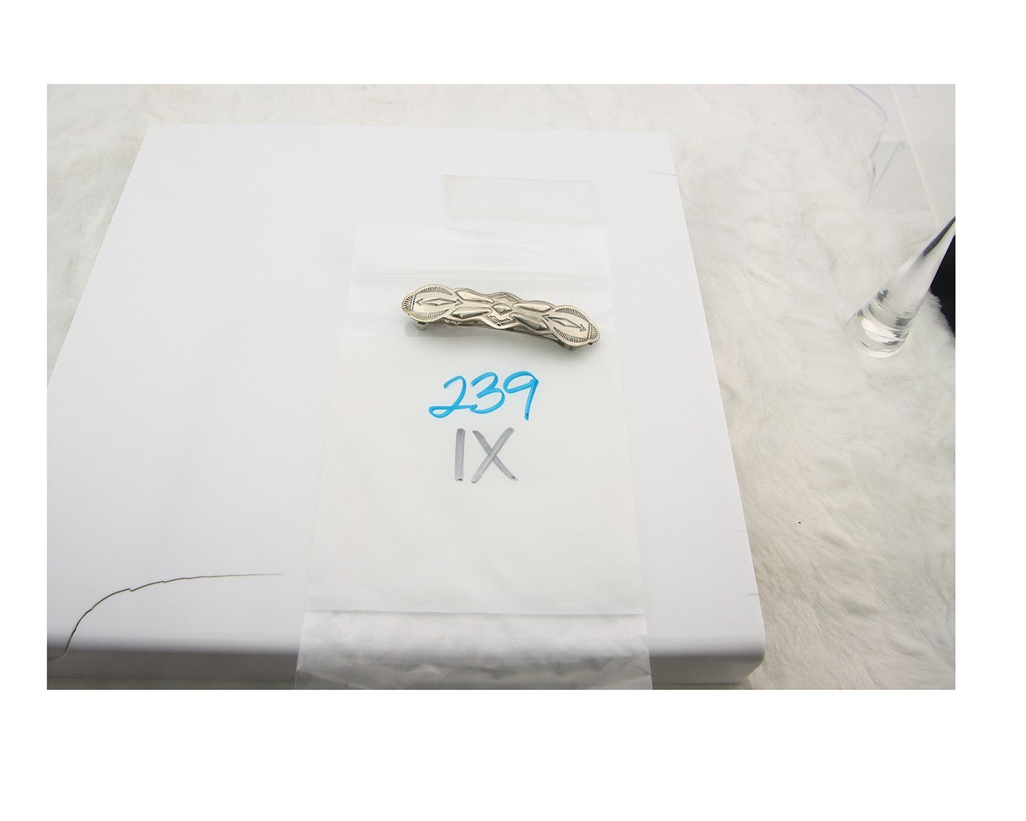 Vintage Navajo Barrette 925 Sterling Silver Hand Stamped Authentic Signed SN