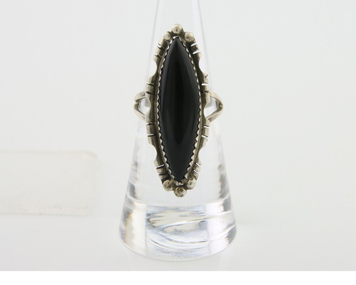 Navajo Handmade Ring 925 Silver Black Onyx Native American Artist C.80's