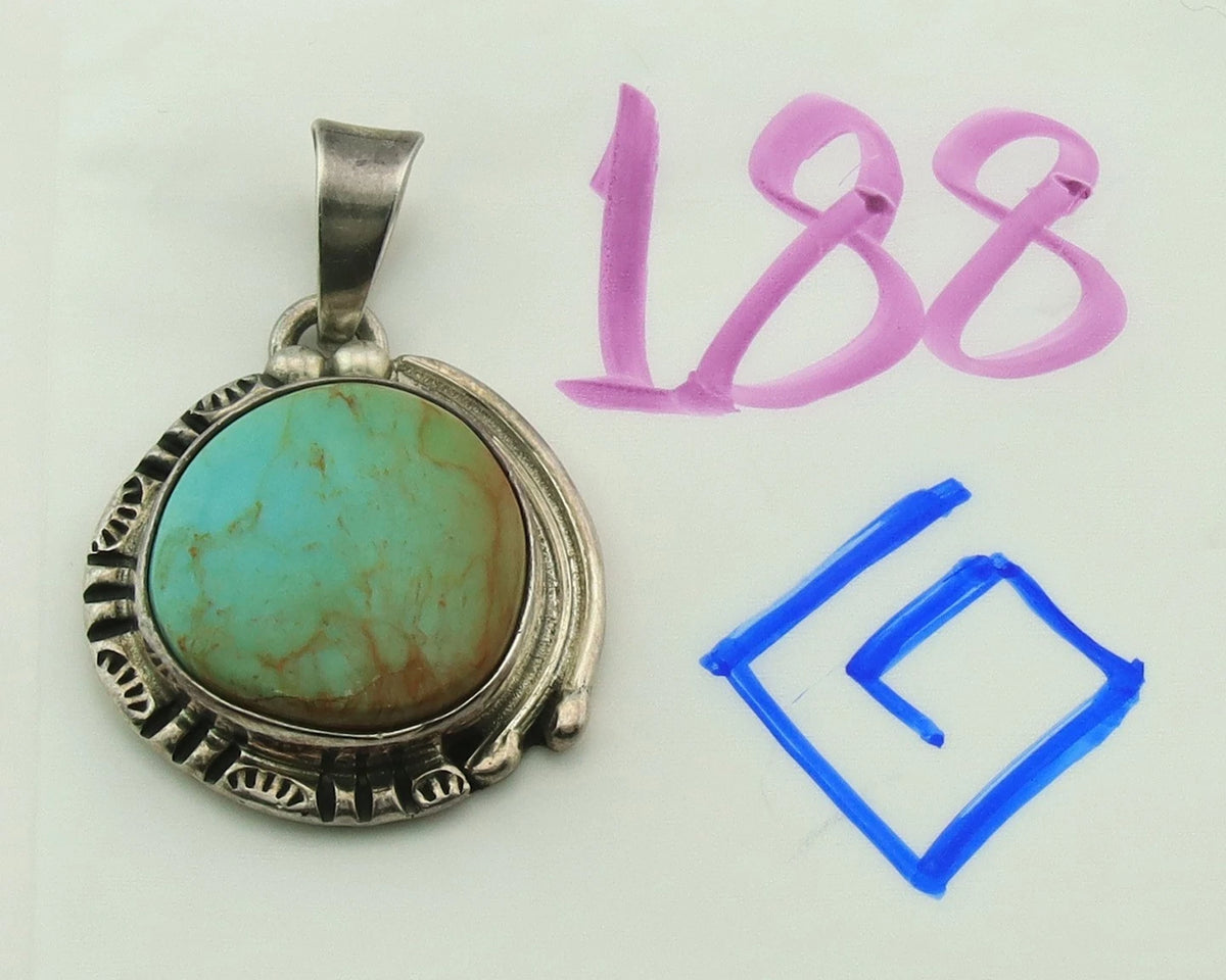 Navajo Pendant 925 Sterling Silver Natural Turquoise Vintage Artist Signed Gecko