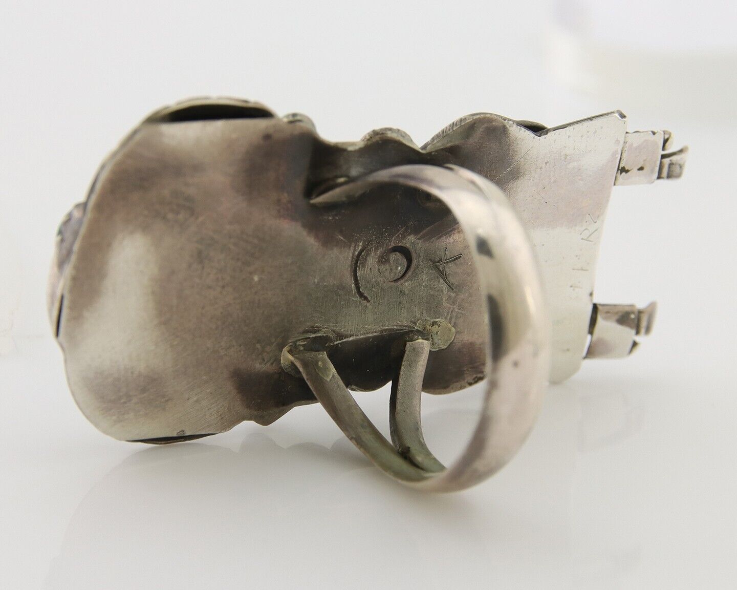 Navajo Kachina Ring 925 Silver Natural Turquoise Artist Signed CO C.80's
