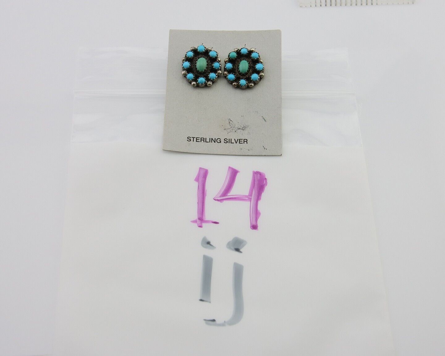 Navajo Shield Earrings 925 Silver Natural Turquoise Signed Nathaniel Curley C80s