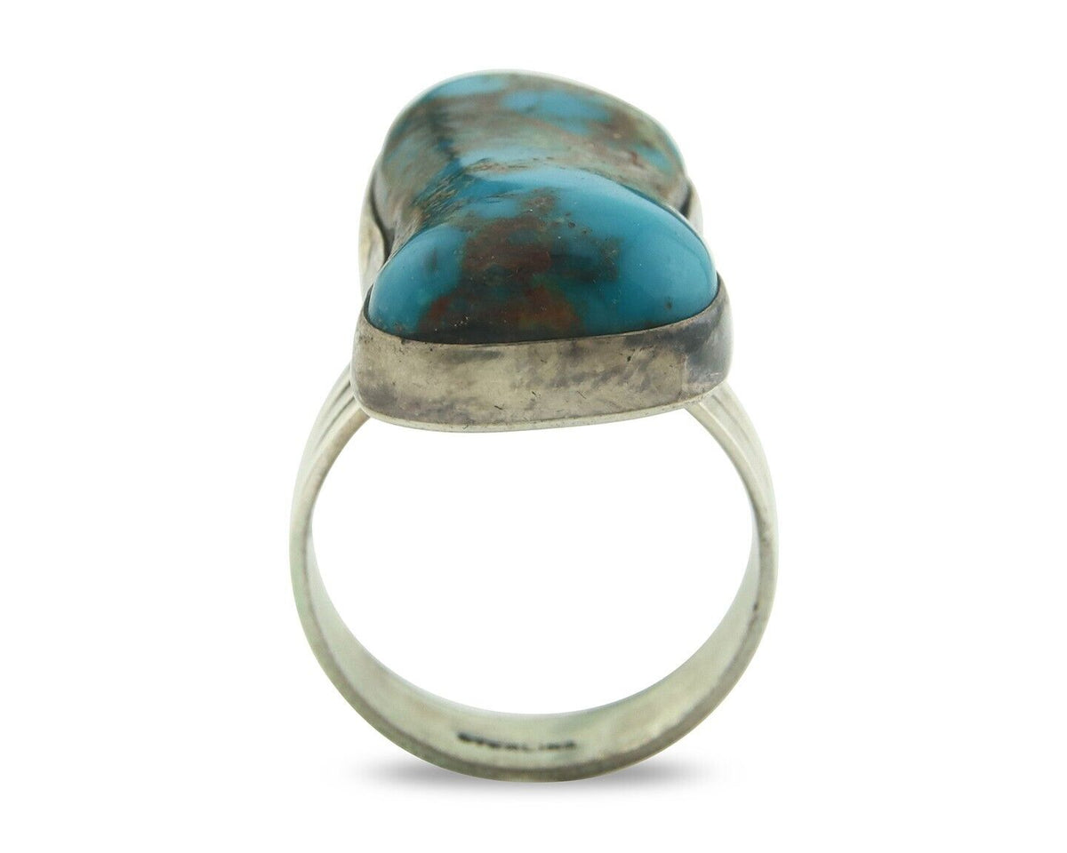 Navajo Ring 925 Sterling Blue Nevada Turquoise Native Artist C.80's