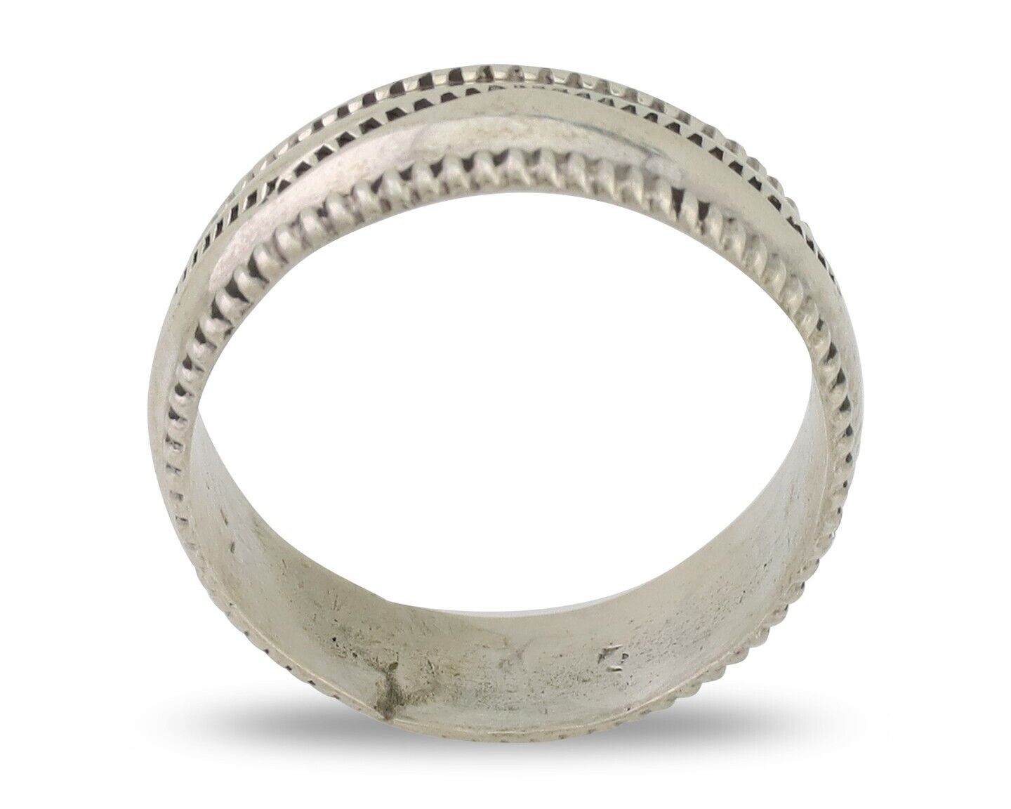 Navajo Hand Stamped Band 925 Silver 6.0 mm Native Artist Size 5.0 C.80's