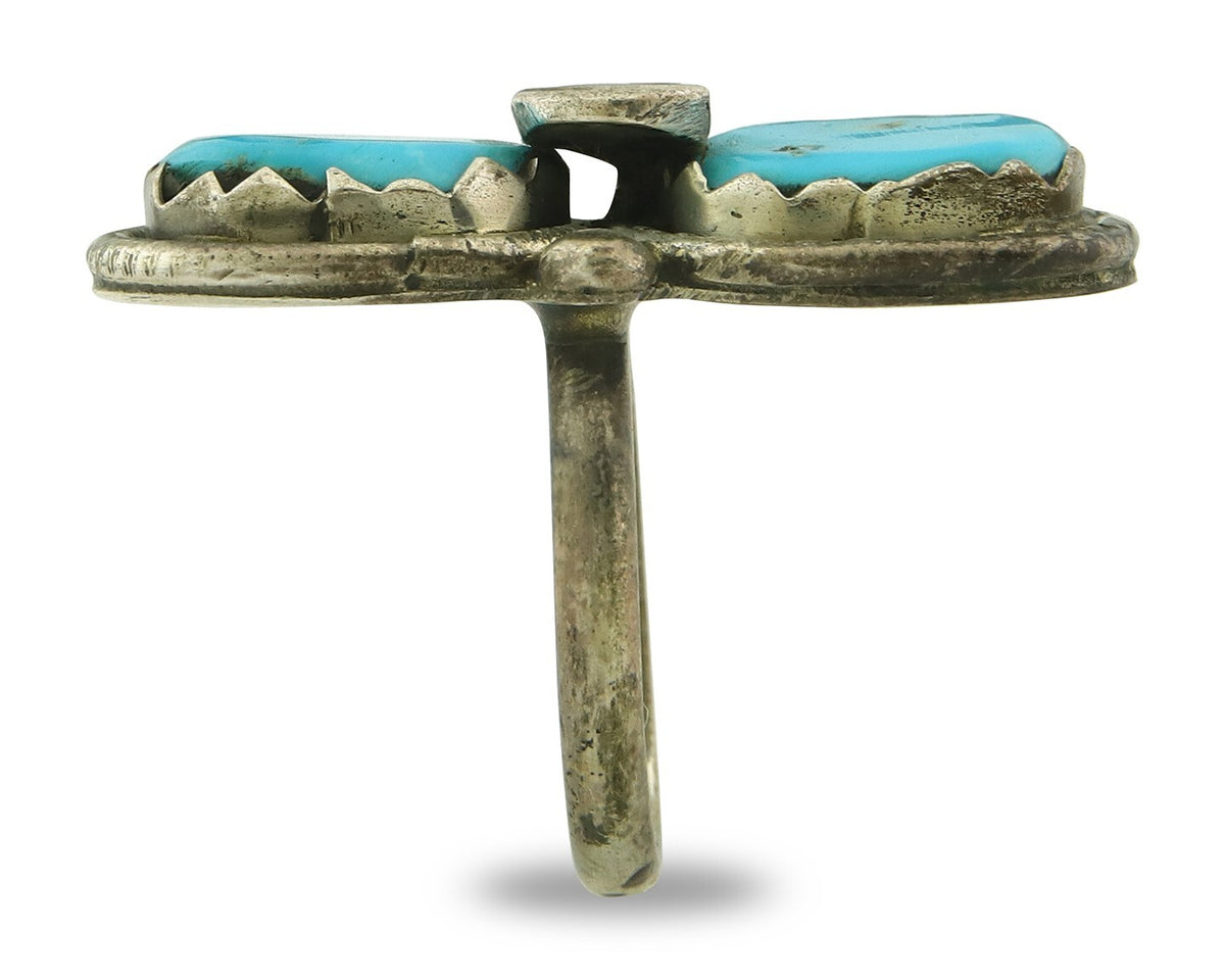 Vintage Zuni Ring 925 Sterling Silver Turquoise Signed Effie C Size 6.5