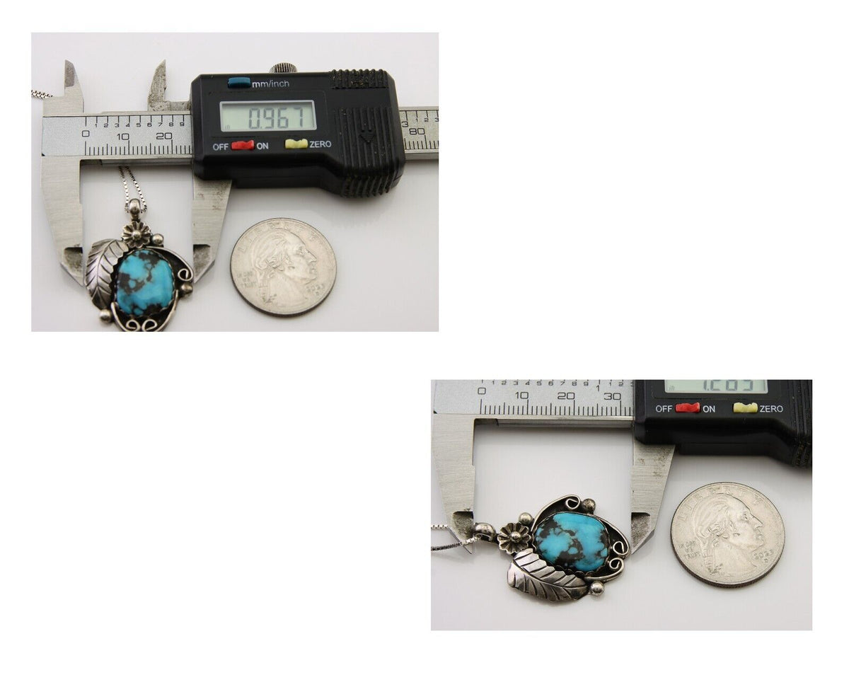 Navajo Necklace 925 Silver Natural Turquoise Native Artist C.80's