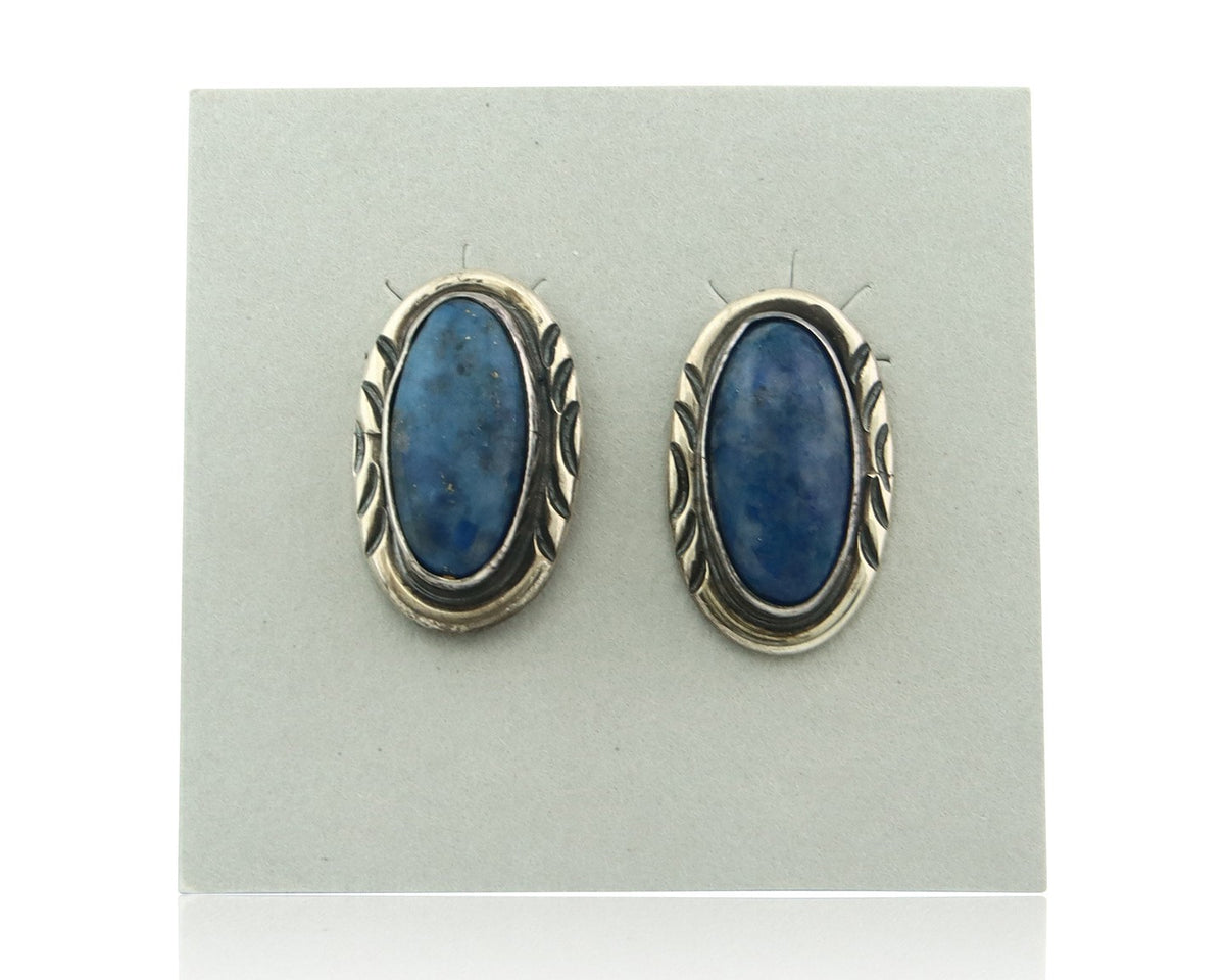 Navajo Earrings Sterling Silver Lapis Vintage Authentic