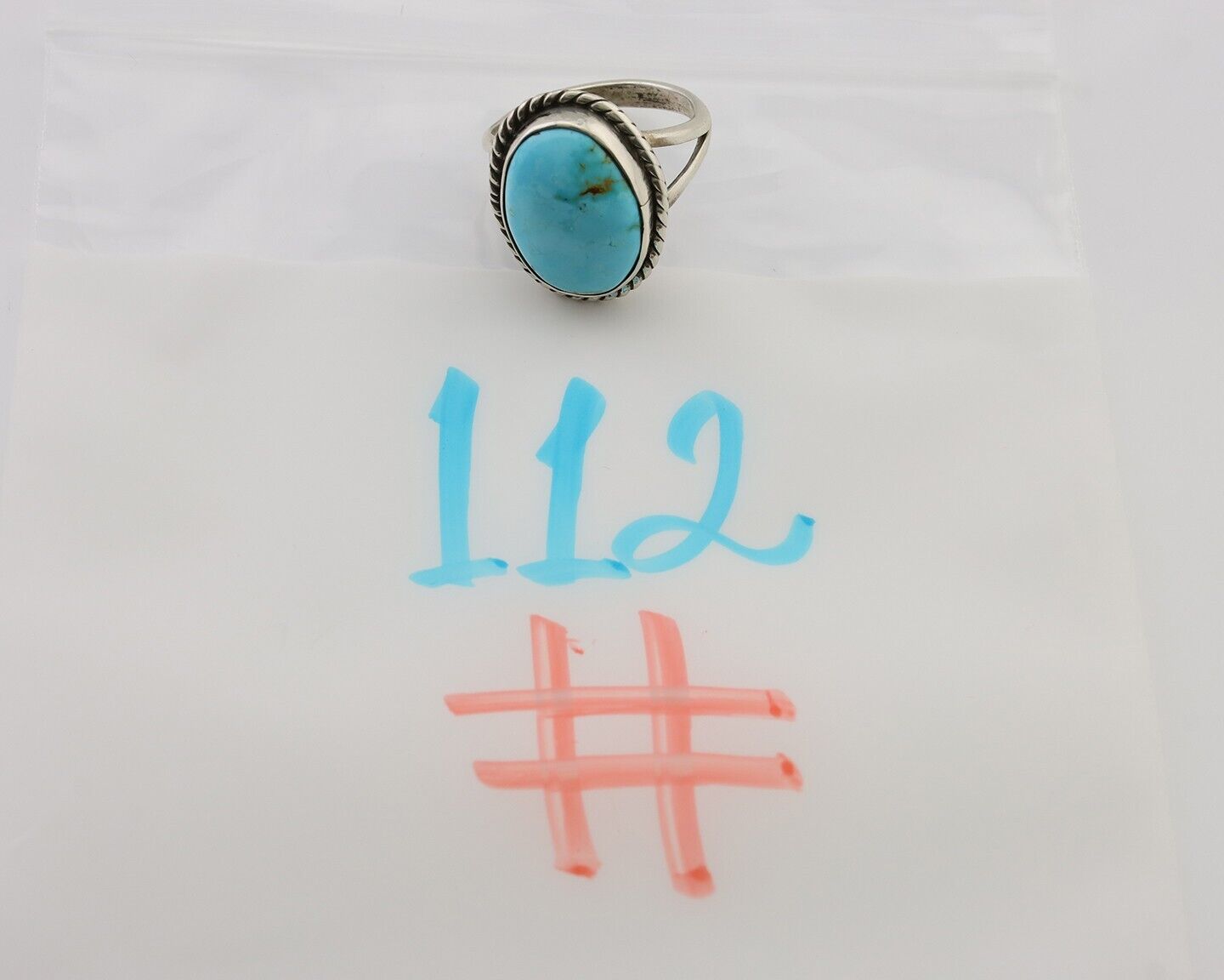 Navajo Ring 925 Silver Natural Blue Turquoise Native American Artist C.80's