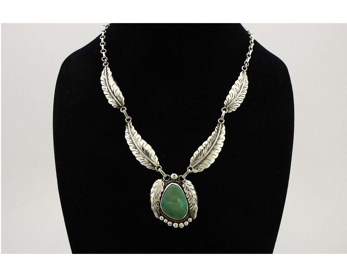 Navajo Necklace 925 Silver Turquoise & Coral Artist Signed C Montoya C.2008