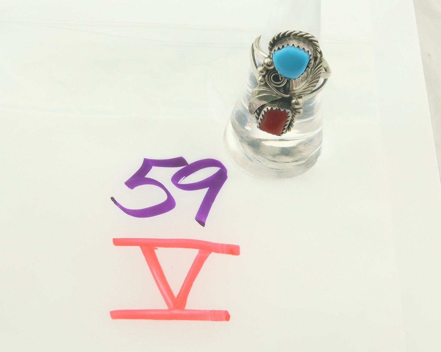 Vintage Navajo Ring 925 Sterling Natural Gemstones Signed Justin Morris Sz 7.75