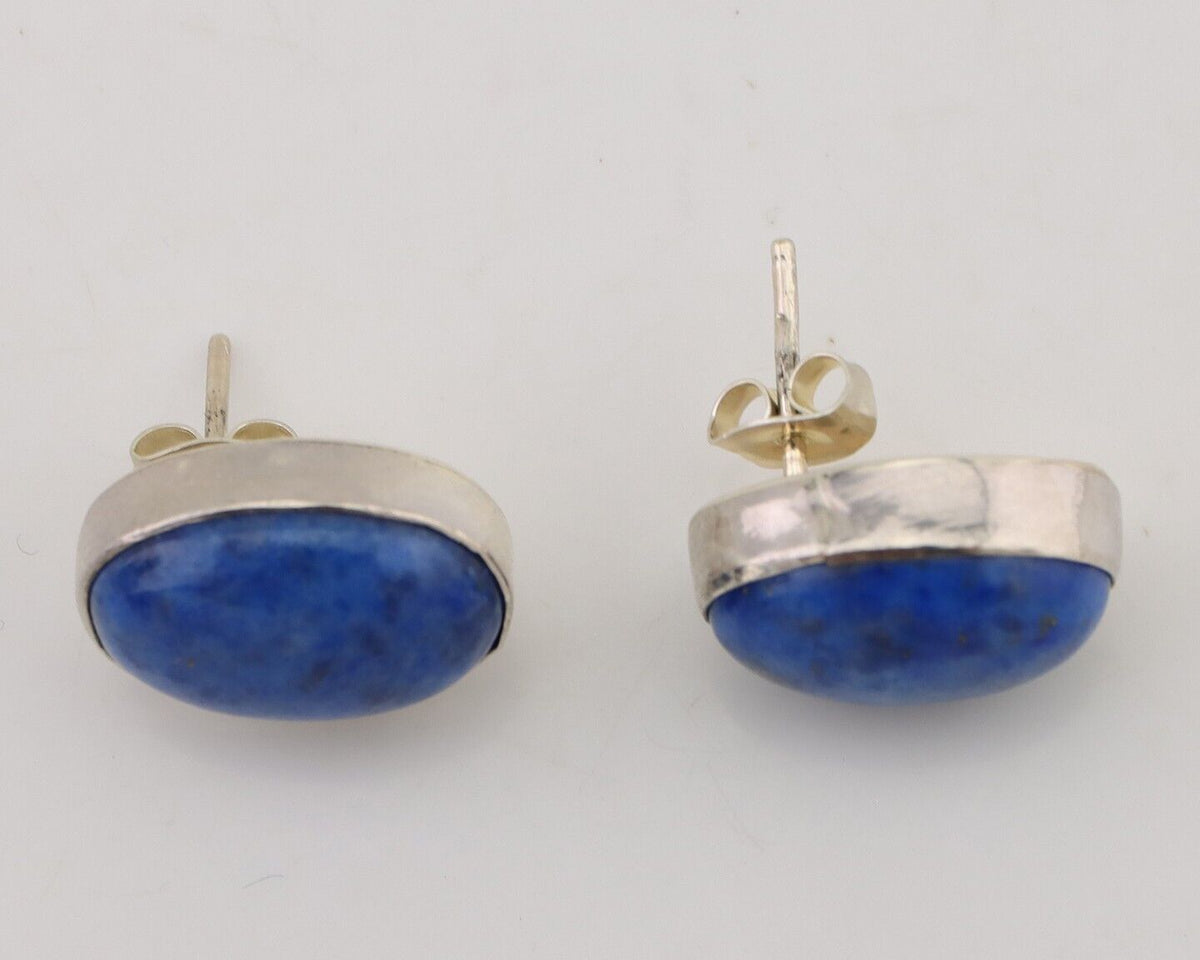Navajo Dangle Earrings 925 Silver Denim Lapis Native American C.80's