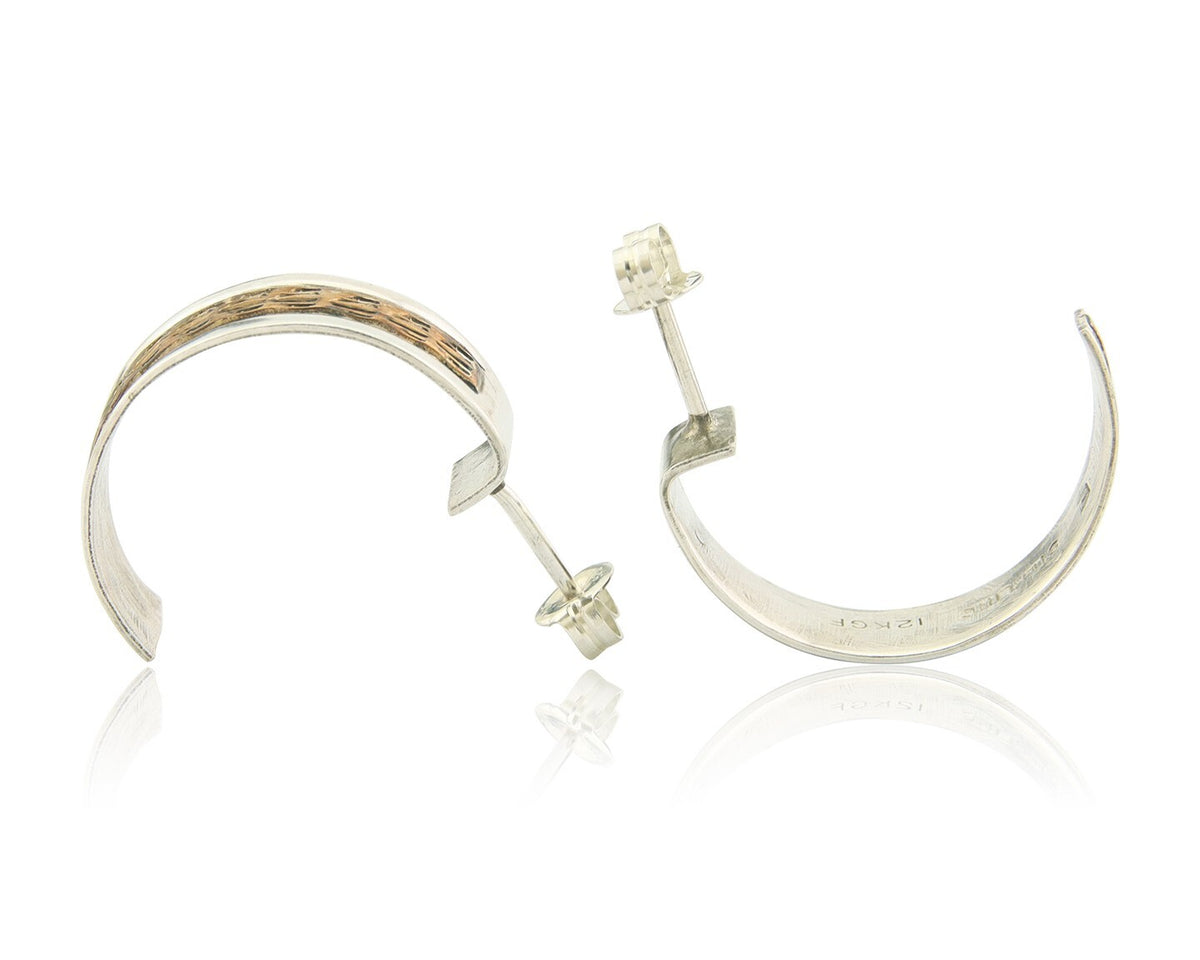 Navajo Hoop Earrings 925 Silver & Gold Artist Signed Randall Endito C.80's