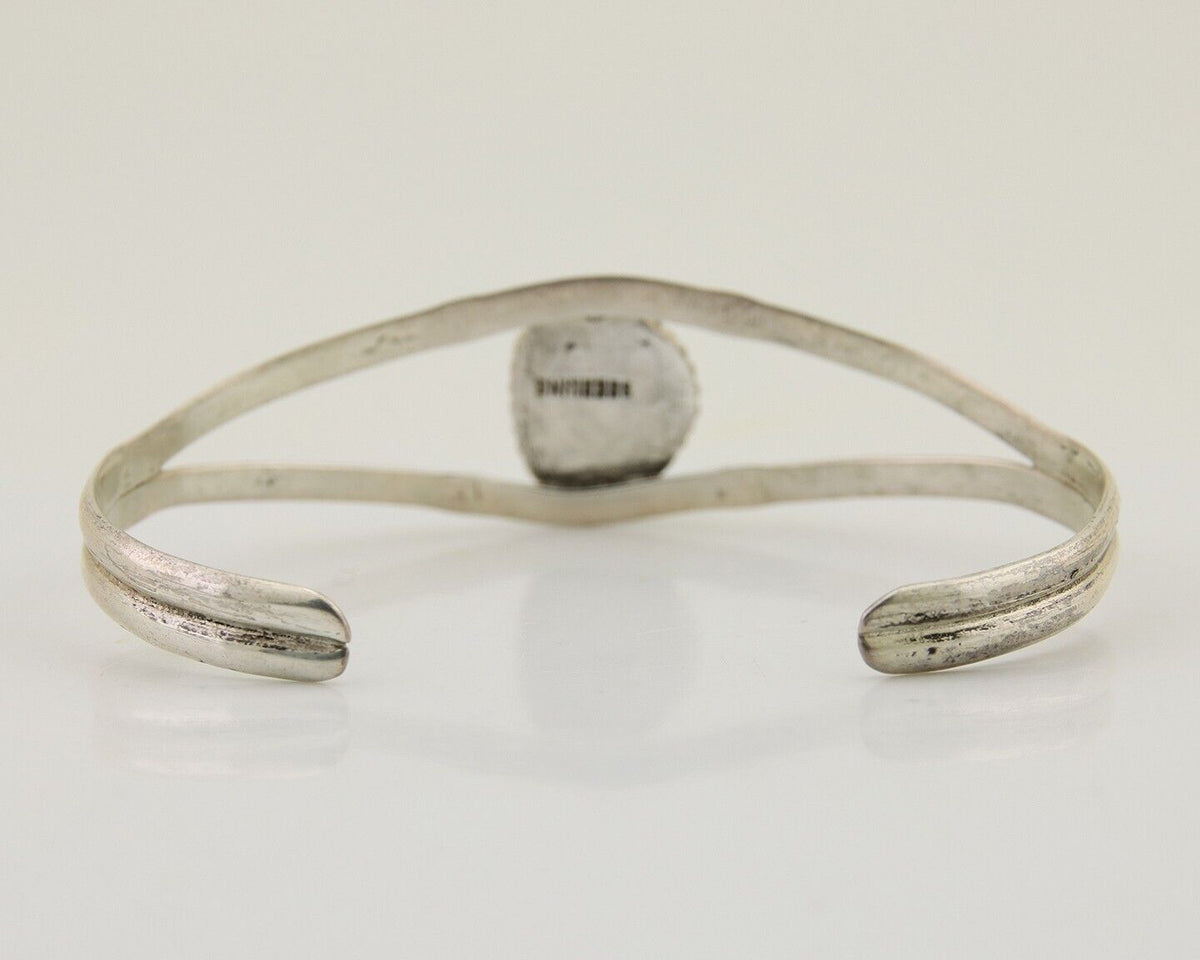Navajo Hand Stamped Cuff Bracelet Turquoise 925 Silver Native American Artist