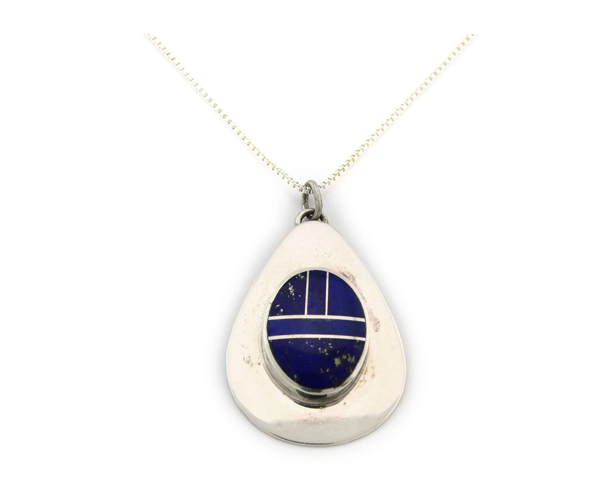 Navajo Necklace Sterling Silver Authentic Lapis Vintage Native Artist