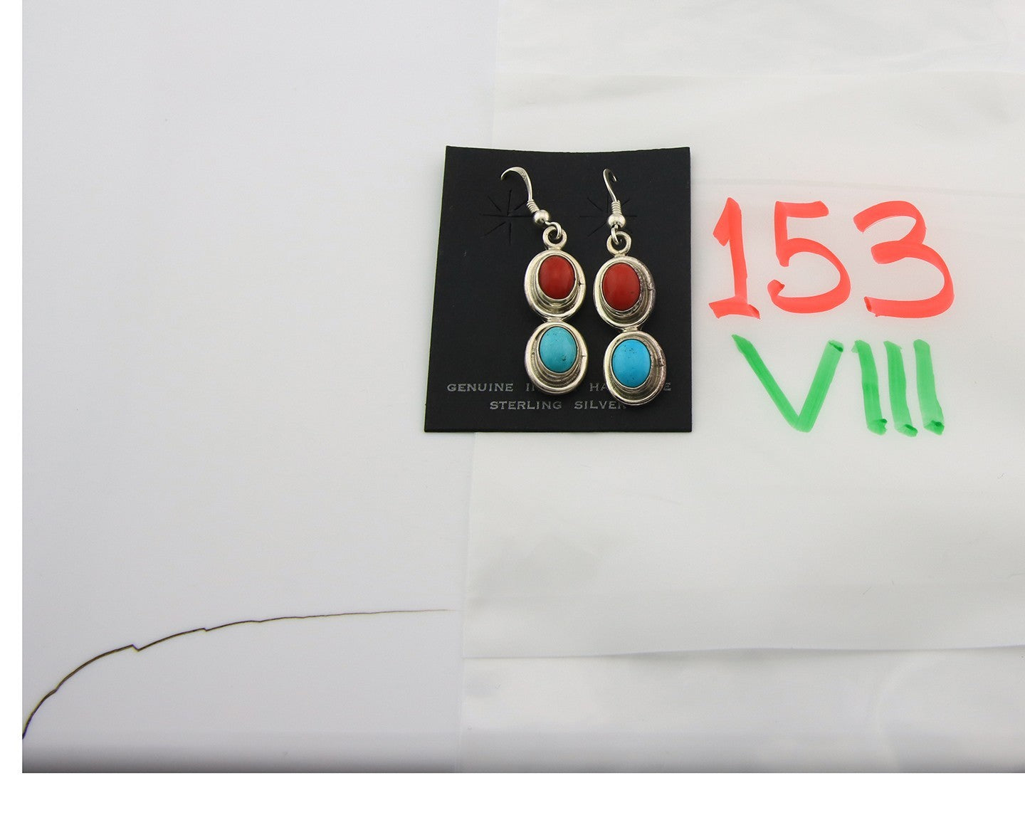 Navajo Earrings Sterling Silver Gemstone Vintage Handmade Dangle