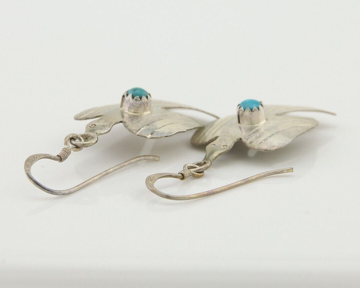 Navajo Thunderbird Earrings 925 Silver Natural Turquoise Native Artist C.80's