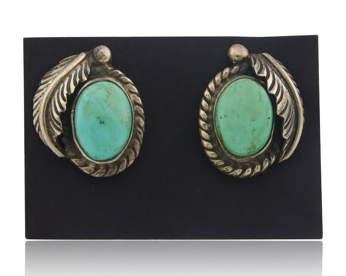 Navajo Earrings 925 Silver Natural Turquoise Native American Artist C.80's