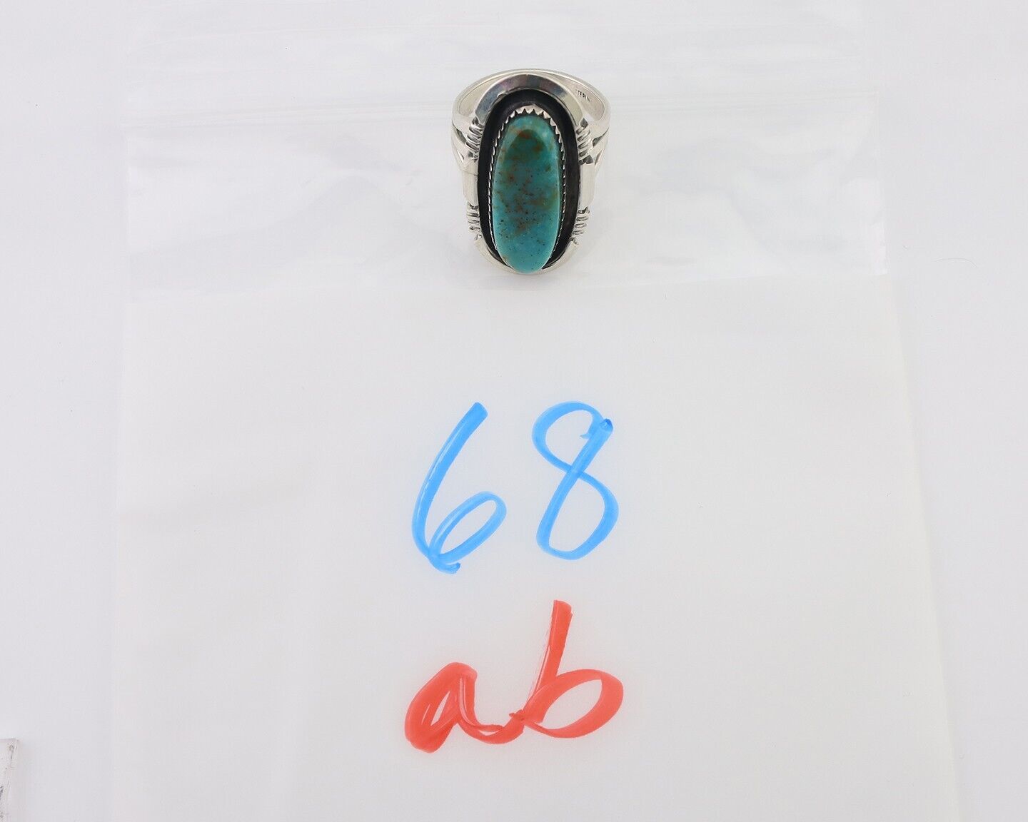 Navajo Ring 925 Silver Royston Turquoise Native American Artist C.80's