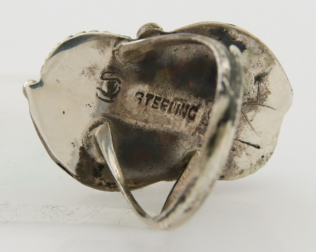 Navajo Ring 925 Silver Natural Blue Green Turquoise Signed MC C.80's