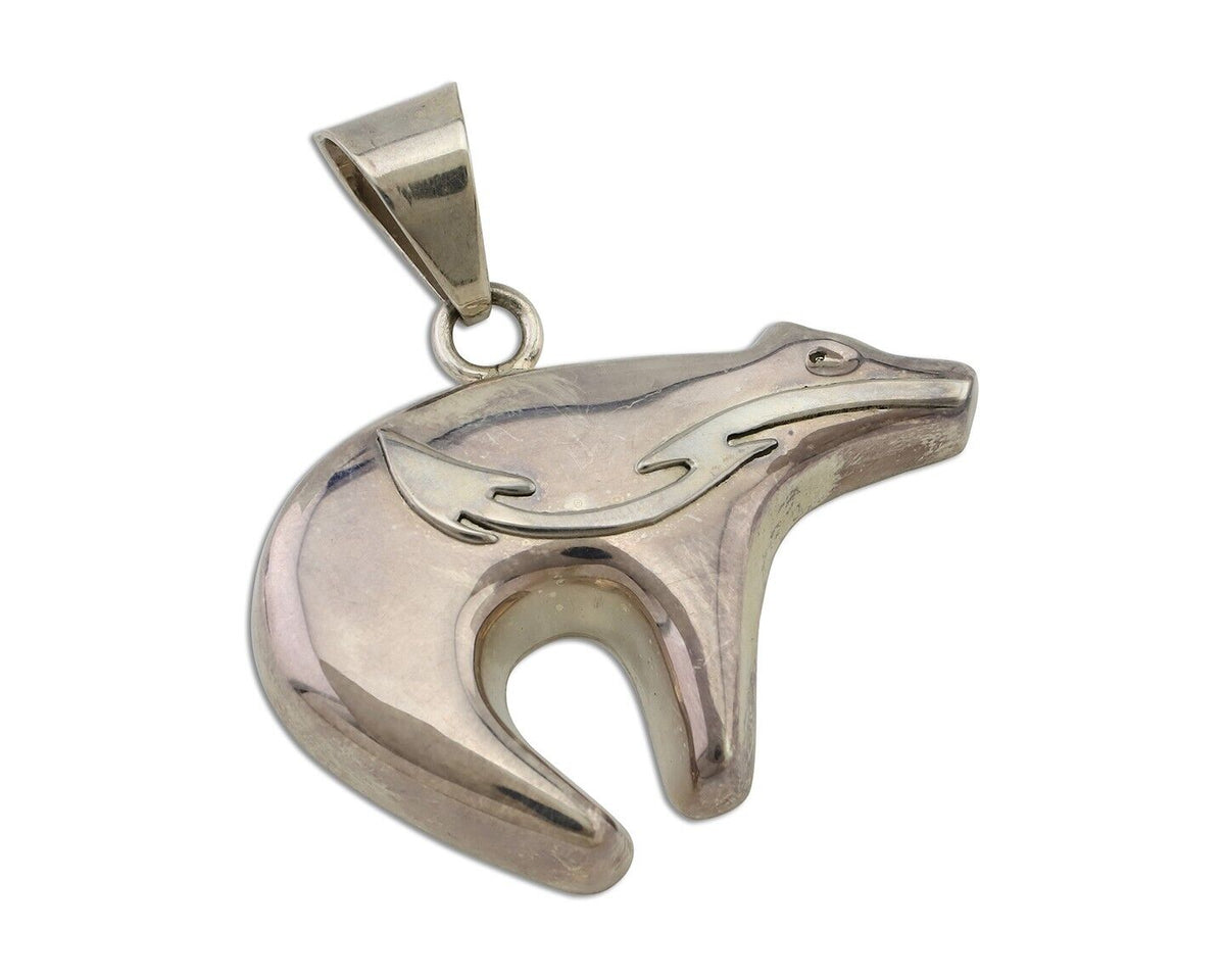 Navajo Spirit Bear Pendant 925 Sterling Silver Native C C.80's