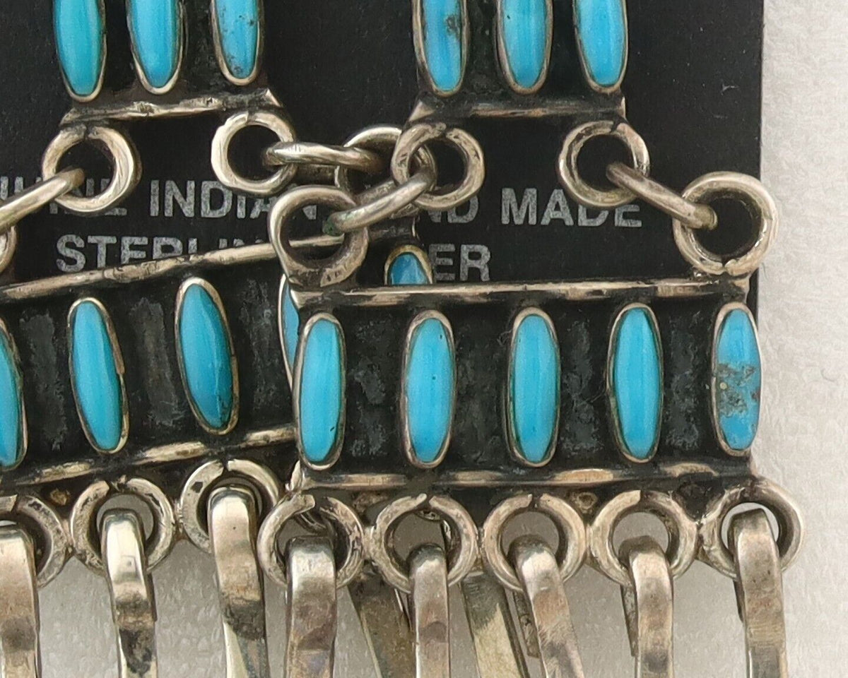 Navajo Handmade Earrings 925 Silver Dangle Turquoise Native American C.80's